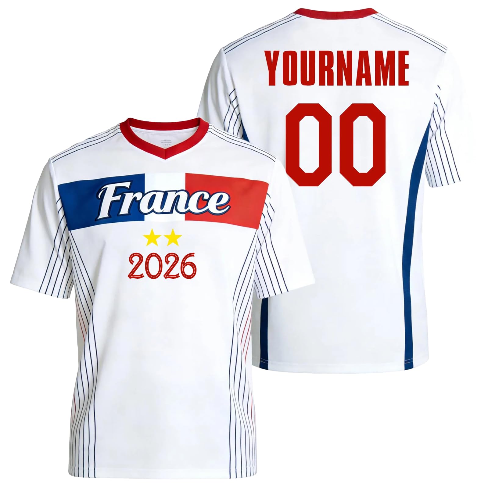 France 2026 Football Jersey Personalized Kid with Name and Number Football T-Shirt for Men Boys Adult Comfortable Breathable Personalized Football Gifts