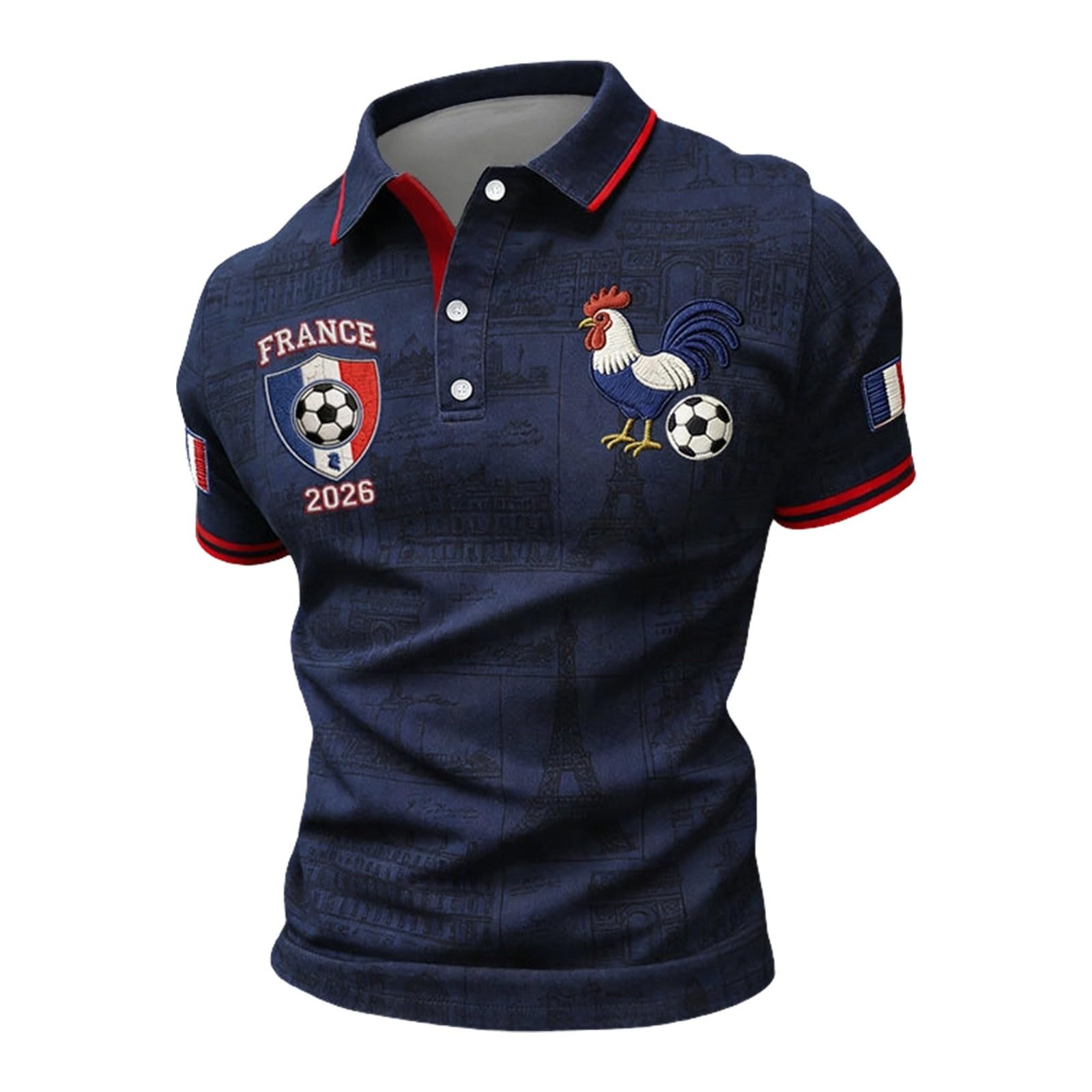 Maillot de Foot 2026 Homme Été Manches Courtes Football Polo Shirts Léger et Respirant T Shirt, Sport Vêtements, Cadeau de Fans et Les Tenues décontractées