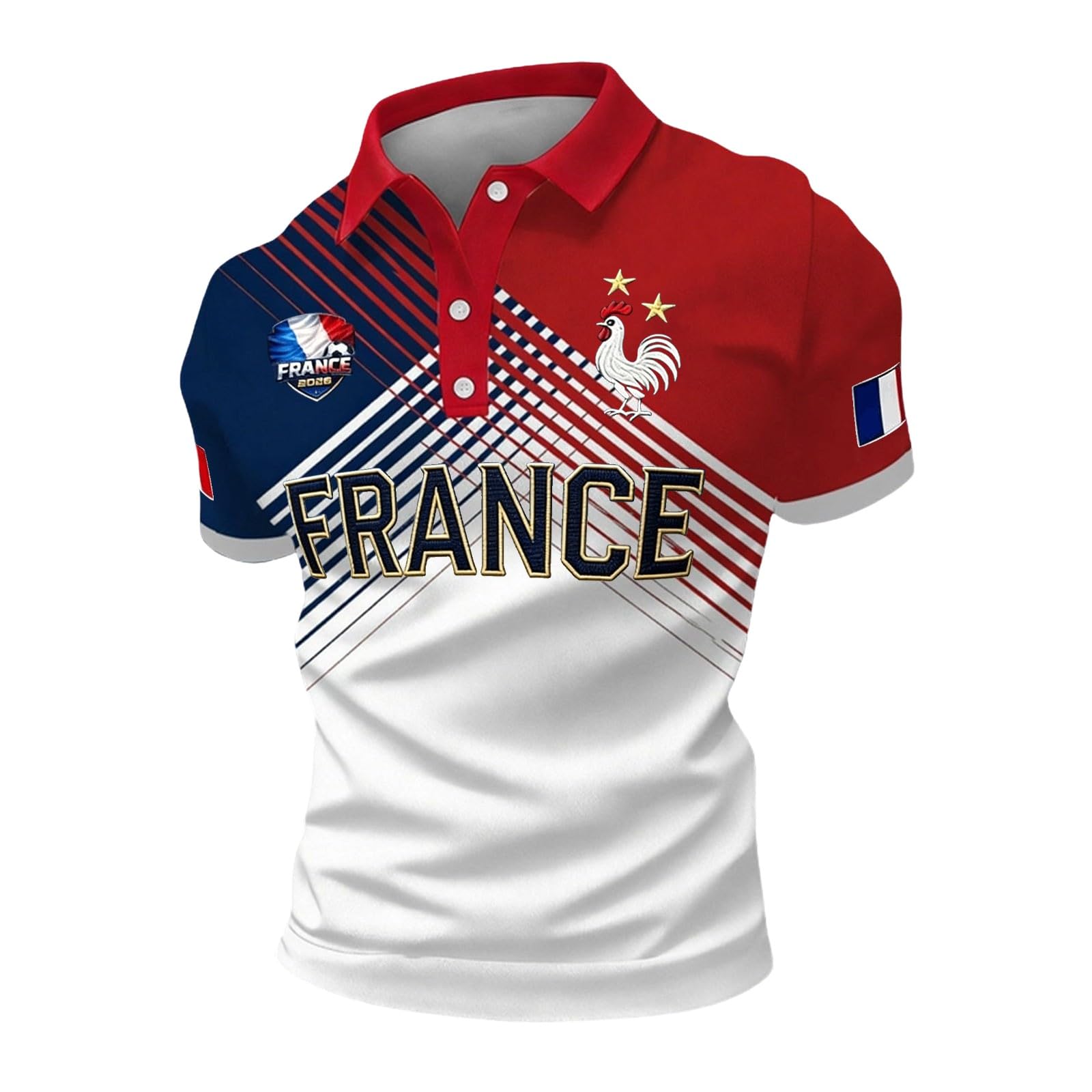 France 2026 Men's Short Sleeve Printed Football Shirt – Summer Supporter Football T-Shirt Music Fashion Streetwear Print for Sports Fans
