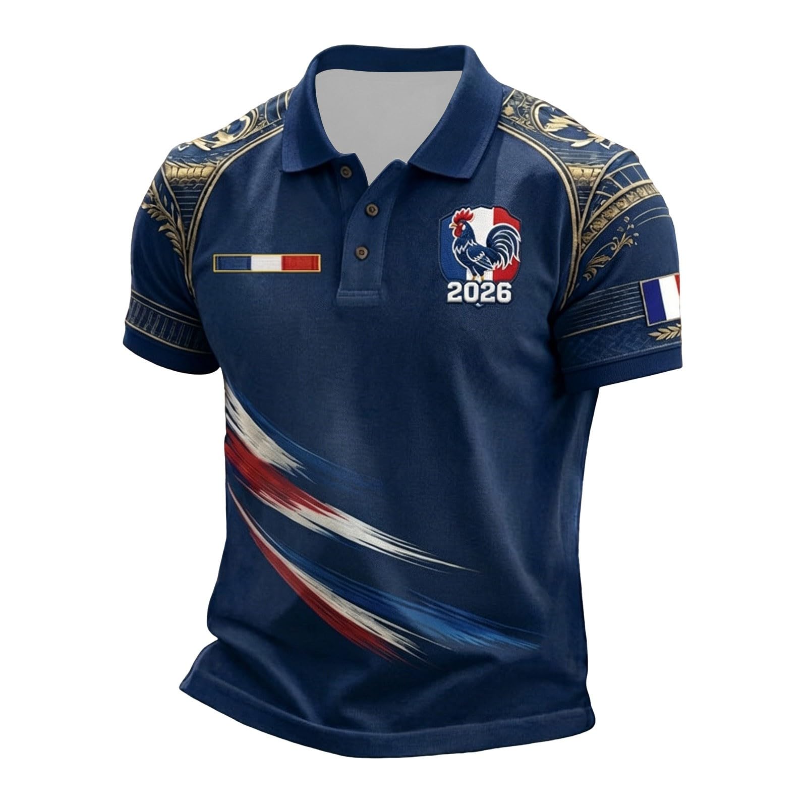 Maillot de Foot 2026 Homme Été Manches Courtes Football Polo Shirts Léger et Respirant T Shirt, Sport Vêtements, Cadeau de Fans et Les Tenues décontractées