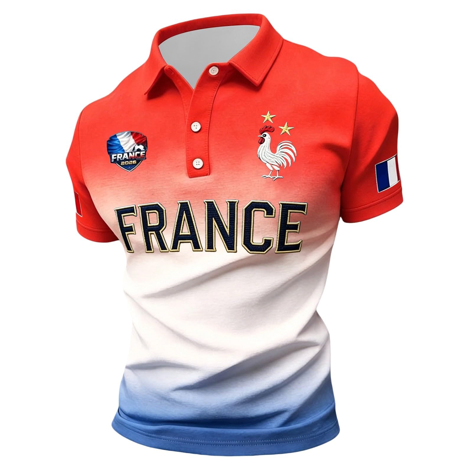 France 2026 Men's Short Sleeve Printed Football Shirt – Summer Supporter Football T-Shirt Music Fashion Streetwear Print for Sports Fans