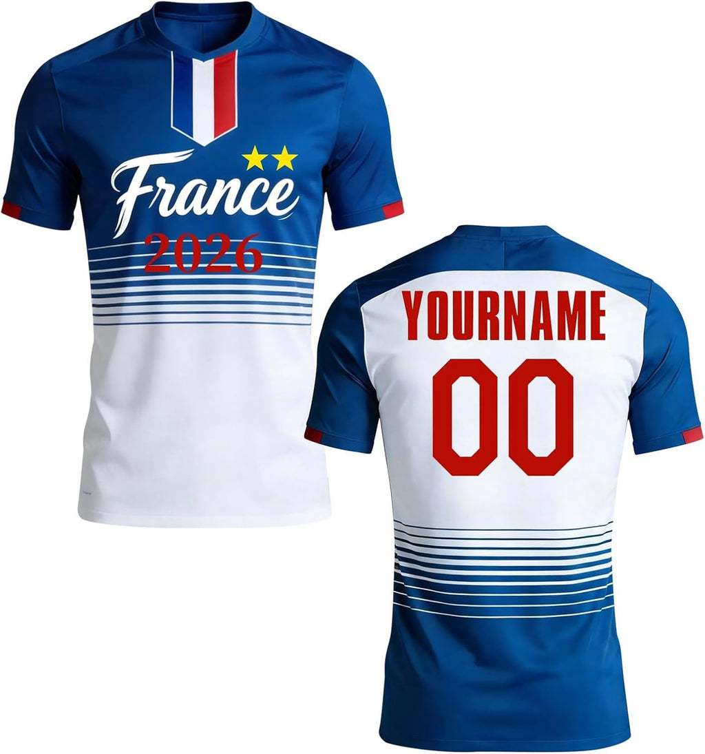 Personalised Football Jersey 2026 Child Men Women - Football Jersey with Name Personalised Number DIY Tee Shirt Sportswear, Gift Idea for Football Fans