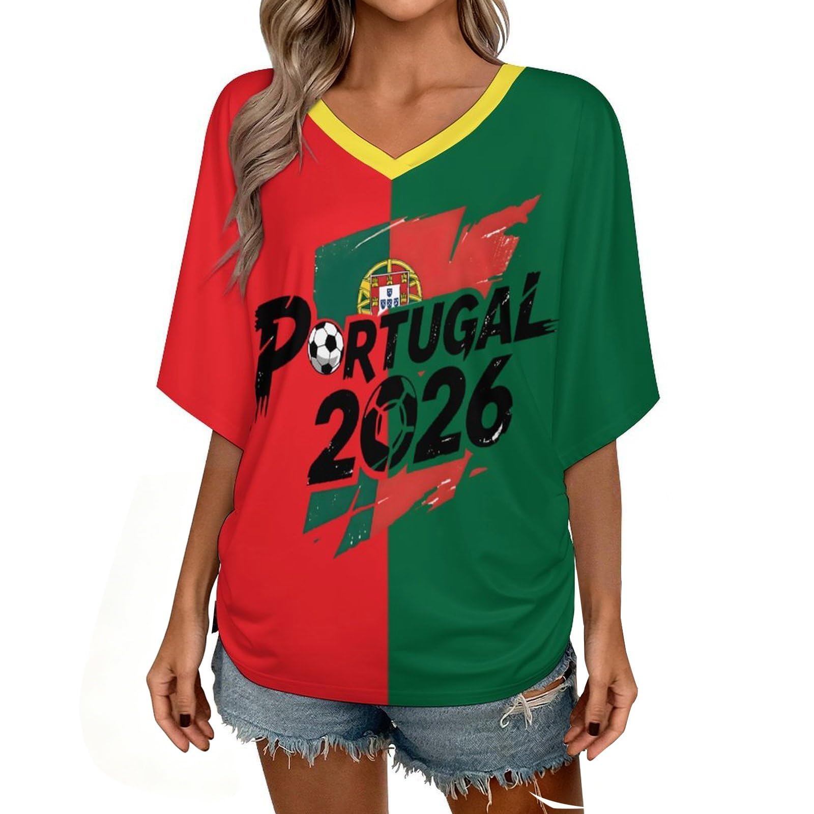 Custom T Shirt Female Fan Foot for World Cup T Shirt Oversize V Neck Camiseta Printed National Flag Short Sleeve Jersey World Cup 2026 Derivatives Clothing