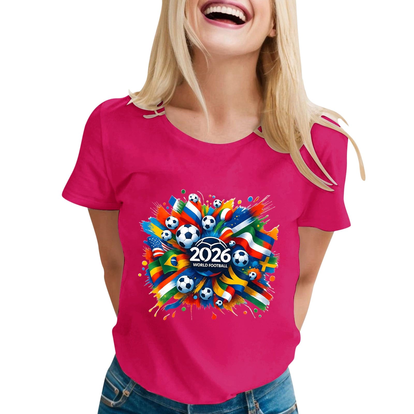 World Cup Short Sleeve Round Neck Graphic Printed T-Shirt, Soft and Casual, Ideal for Sports Fans
