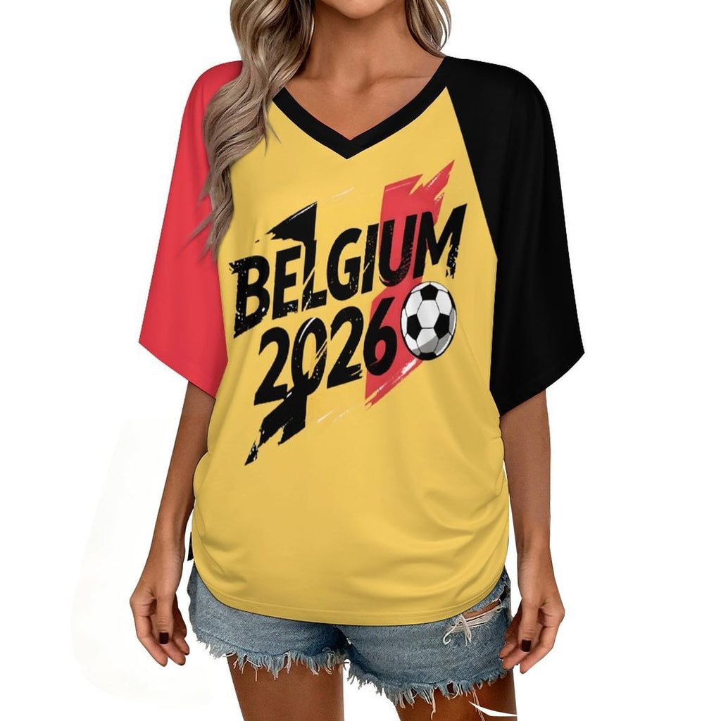 Custom T Shirt Female Fan Foot for World Cup T Shirt Oversize V Neck Camiseta Printed National Flag Short Sleeve Jersey World Cup 2026 Derivatives Clothing