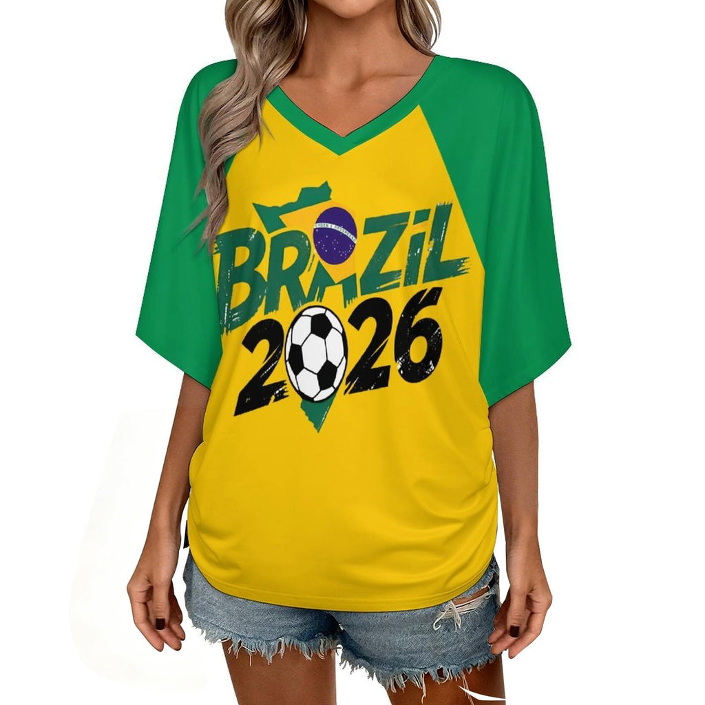 Custom T Shirt Female Fan Foot for World Cup T Shirt Oversize V Neck Camiseta Printed National Flag Short Sleeve Jersey World Cup 2026 Derivatives Clothing