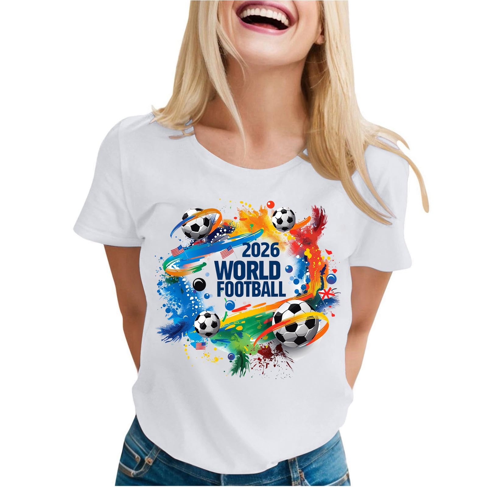 World Cup Short Sleeve Round Neck Graphic Printed T-Shirt, Soft and Casual, Ideal for Sports Fans