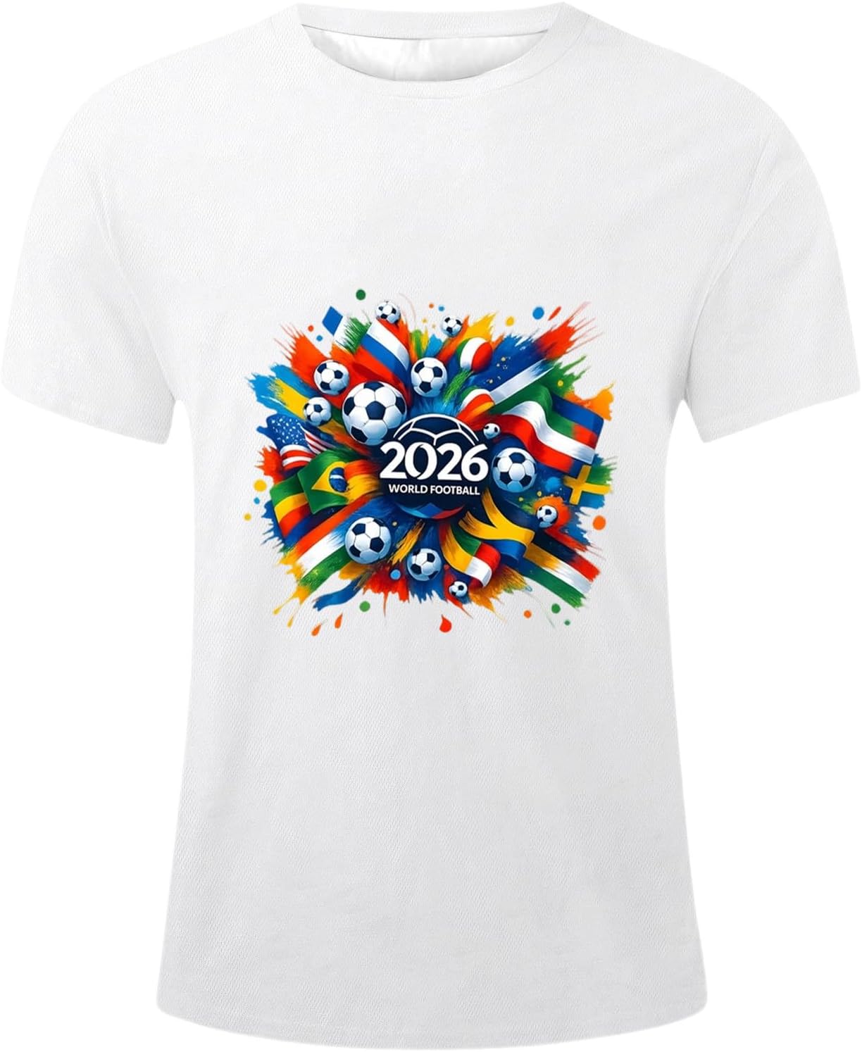 World Cup Short Sleeve Round Neck Graphic Printed T-Shirt, Soft and Casual, Ideal for Sports Fans