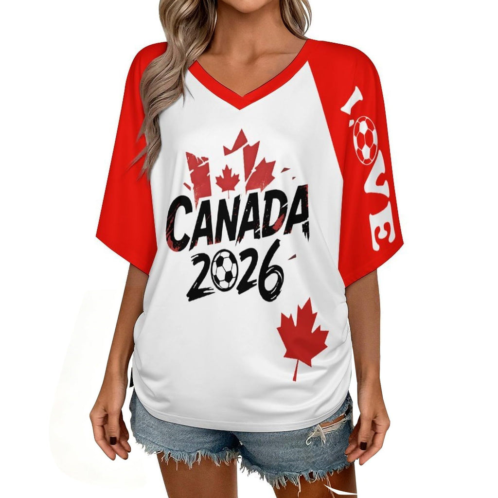 Custom T Shirt Female Fan Foot for World Cup T Shirt Oversize V Neck Camiseta Printed National Flag Short Sleeve Jersey World Cup 2026 Derivatives Clothing