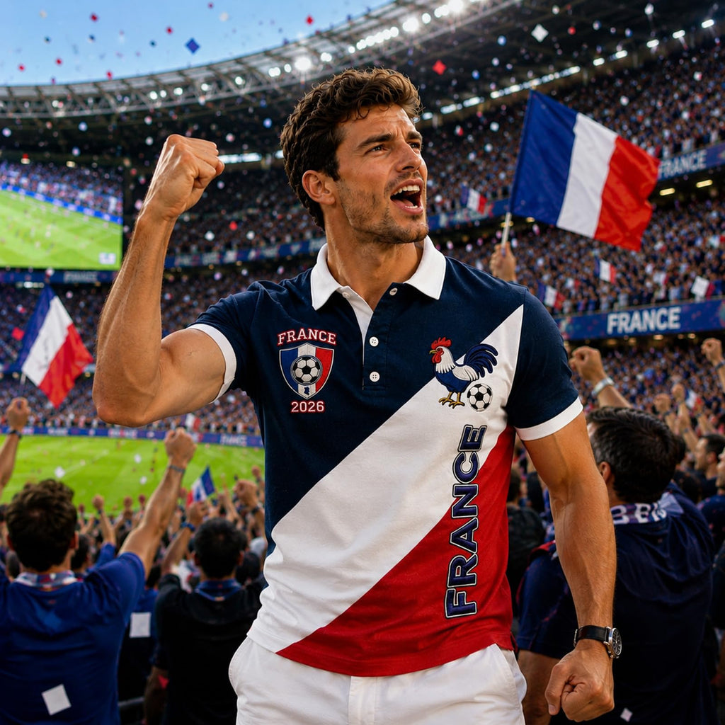 2026 World Cup Football Supporter Jersey - France Team Casual Top, Classic Fit and Stitching