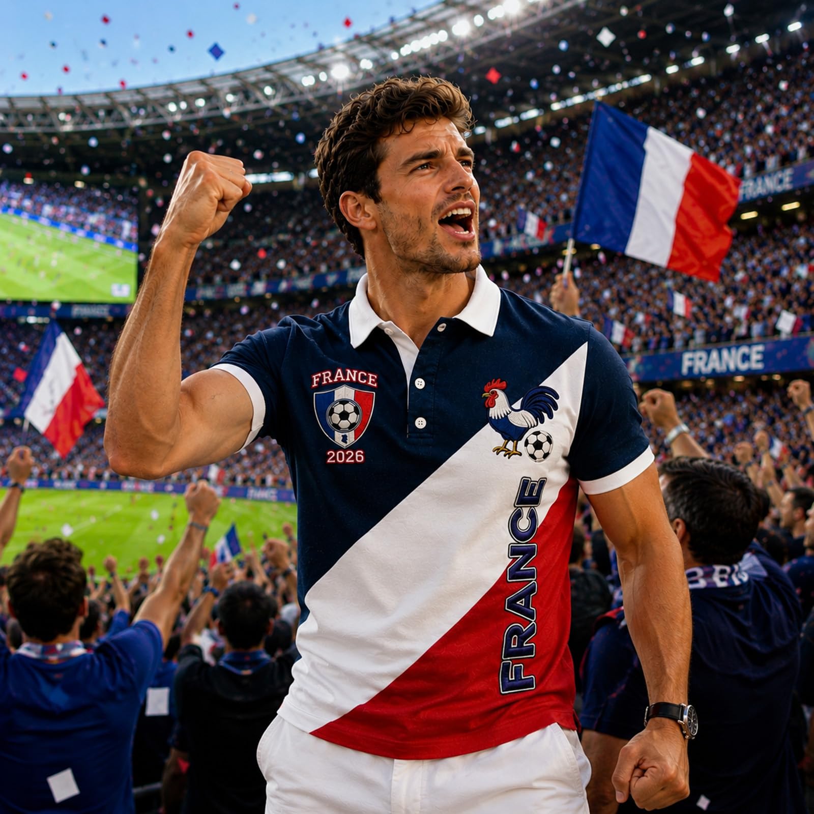 2026 World Cup Football Supporter Jersey - France Team Casual Top, Classic Fit and Stitching