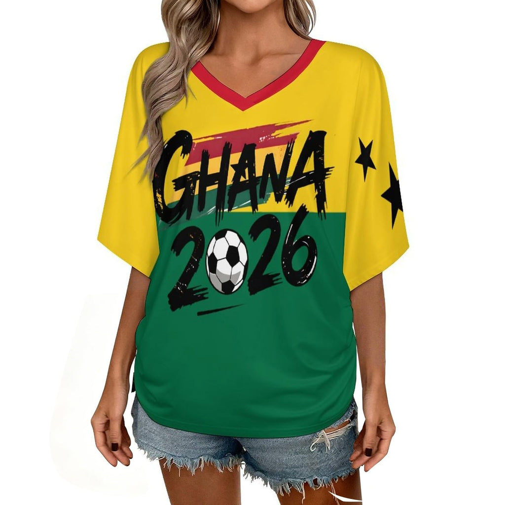 Custom T Shirt Female Fan Foot for World Cup T Shirt Oversize V Neck Camiseta Printed National Flag Short Sleeve Jersey World Cup 2026 Derivatives Clothing