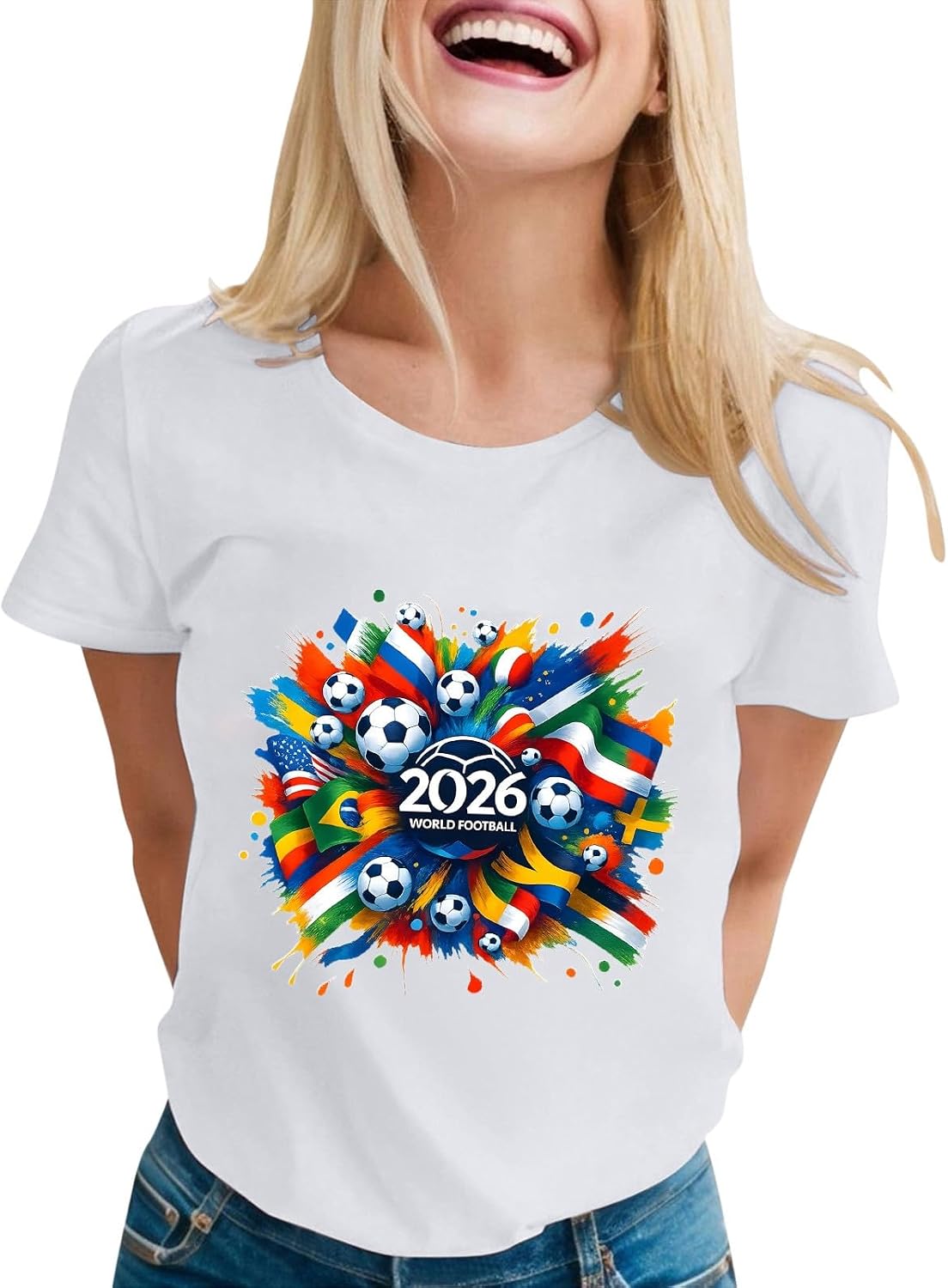 World Cup Short Sleeve Round Neck Graphic Printed T-Shirt, Soft and Casual, Ideal for Sports Fans