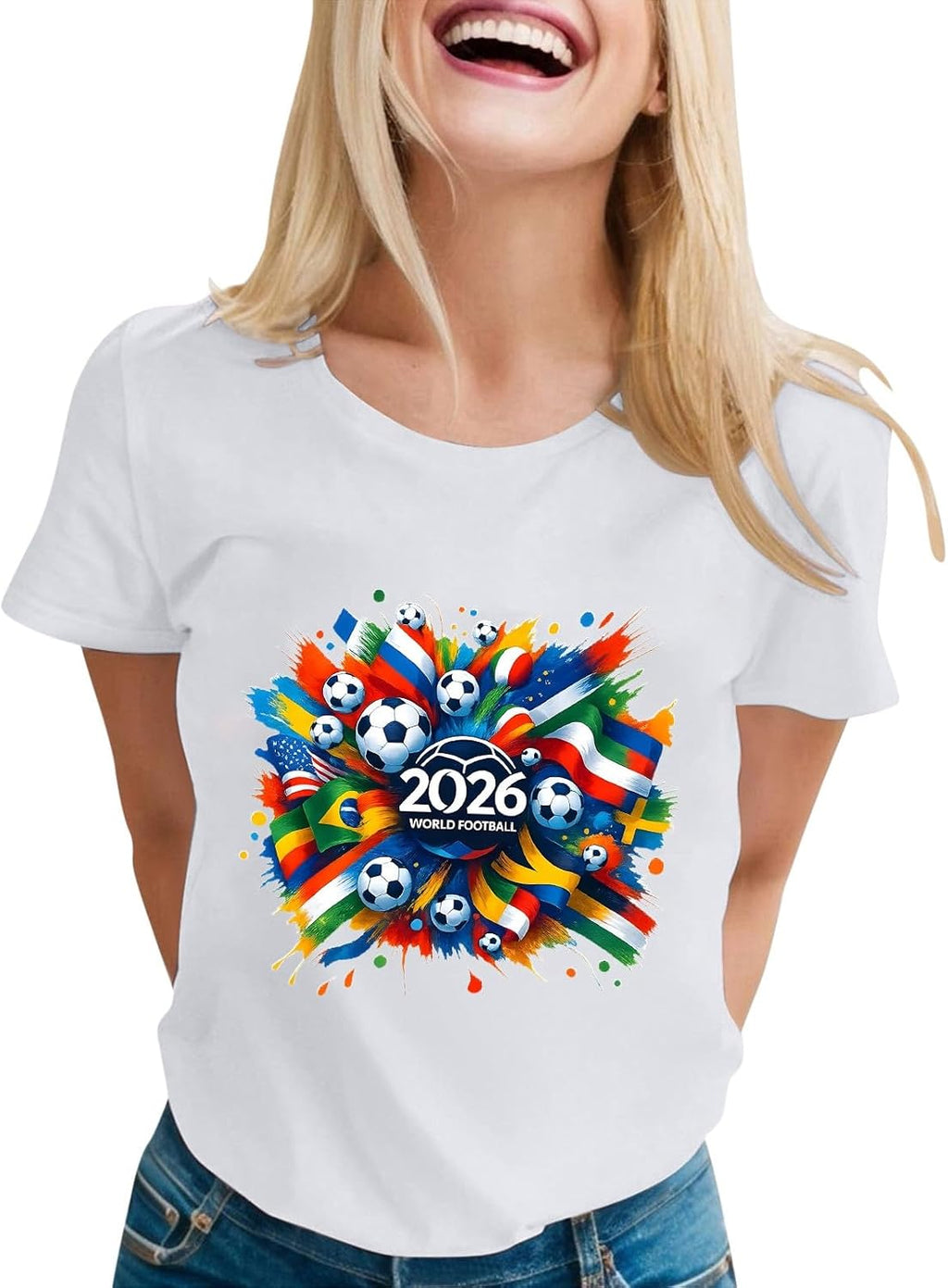 World Cup Short Sleeve Round Neck Graphic Printed T-Shirt, Soft and Casual, Ideal for Sports Fans
