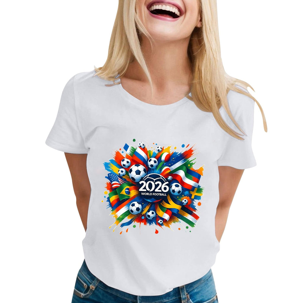 World Cup Short Sleeve Round Neck Graphic Printed T-Shirt, Soft and Casual, Ideal for Sports Fans