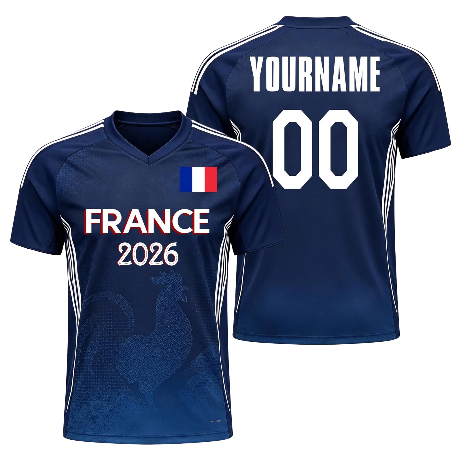 France 2026 Football Jersey Personalized Kid with Name and Number Football T-Shirt for Men Boys Adult Comfortable Breathable Personalized Football Gifts