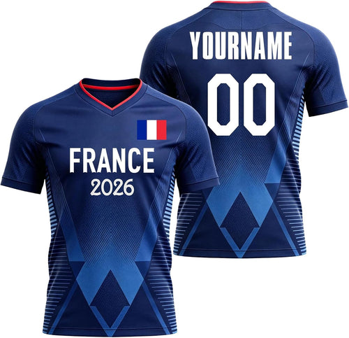France 2026 Football Jersey Personalized Kid with Name and Number Football T-Shirt for Men Boys Adult Comfortable Breathable Personalized Football Gifts
