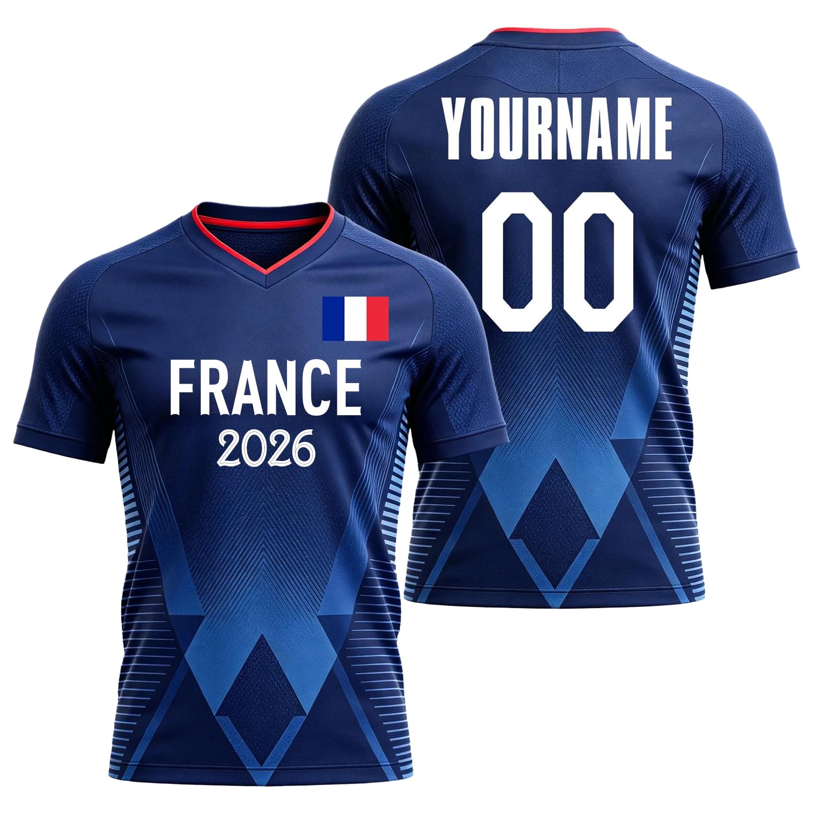 France 2026 Football Jersey Personalized Kid with Name and Number Football T-Shirt for Men Boys Adult Comfortable Breathable Personalized Football Gifts