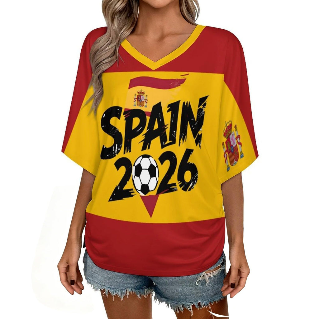 Custom T Shirt Female Fan Foot for World Cup T Shirt Oversize V Neck Camiseta Printed National Flag Short Sleeve Jersey World Cup 2026 Derivatives Clothing