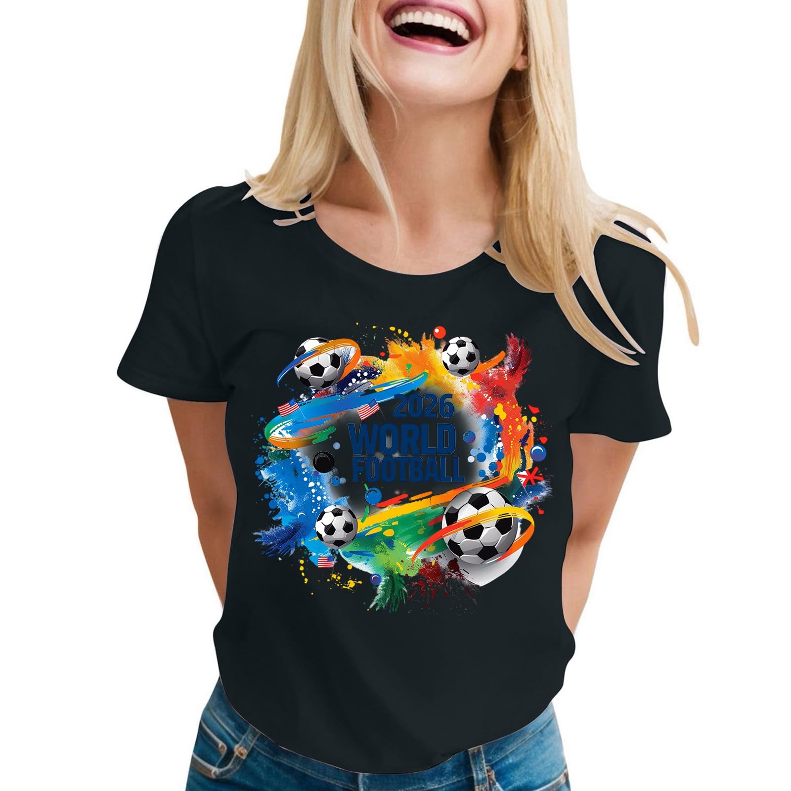 World Cup Short Sleeve Round Neck Graphic Printed T-Shirt, Soft and Casual, Ideal for Sports Fans