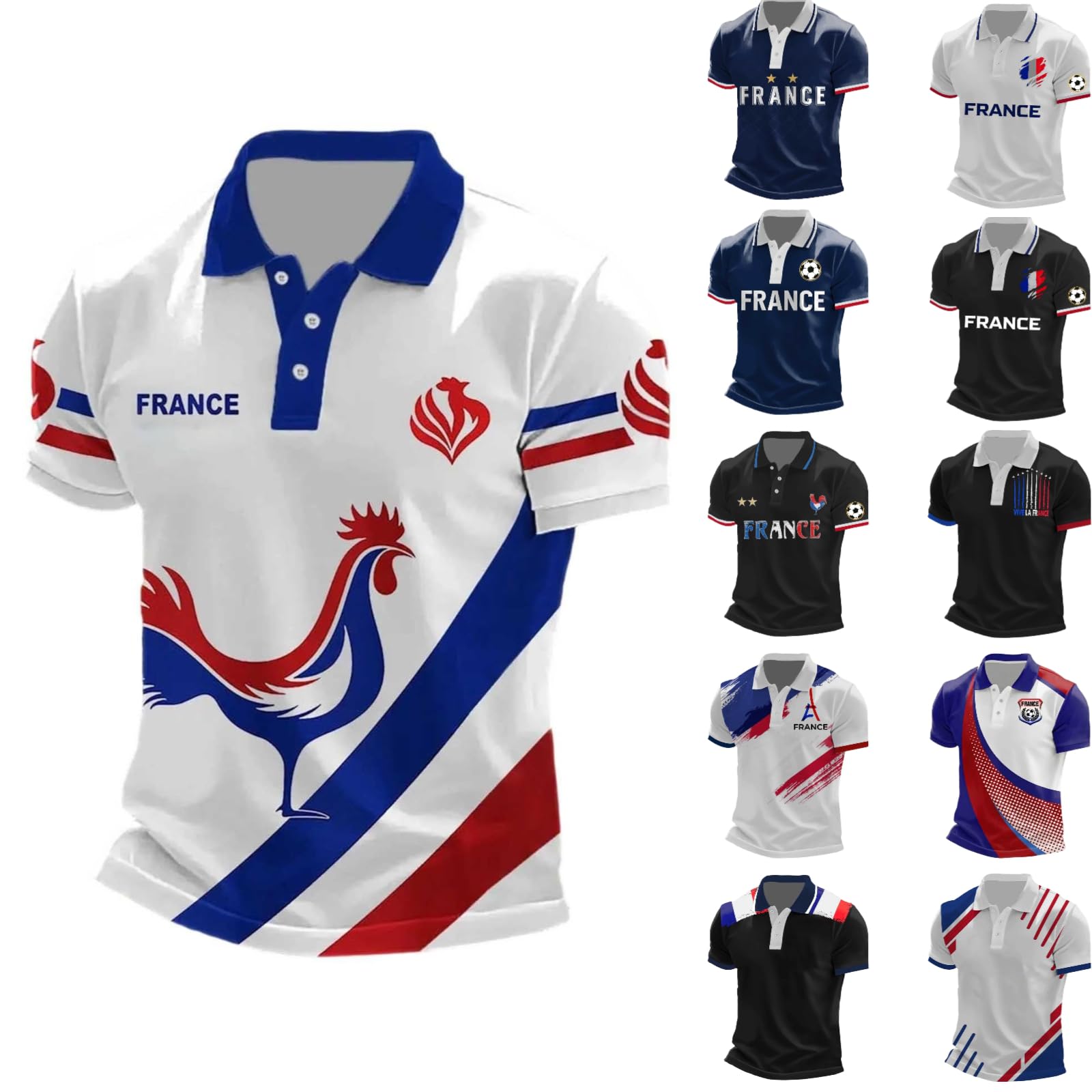 France 2026 Men's Short Sleeve Printed Football Shirt – Summer Supporter Football T-Shirt Music Fashion Streetwear Print for Sports Fans