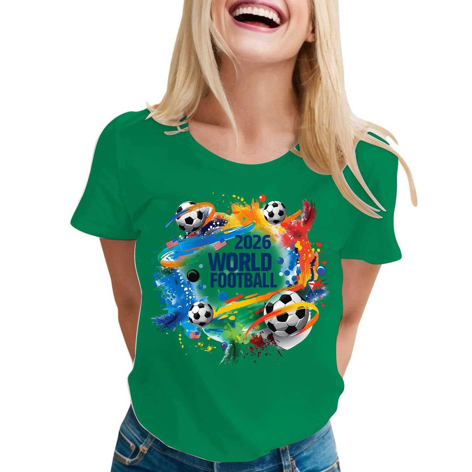 World Cup Short Sleeve Round Neck Graphic Printed T-Shirt, Soft and Casual, Ideal for Sports Fans