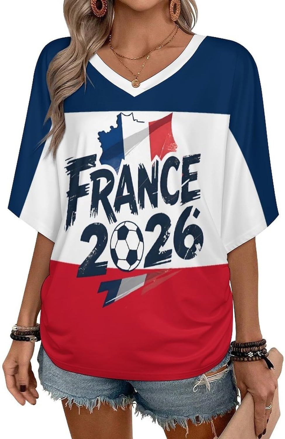 Custom T Shirt Female Fan Foot for World Cup T Shirt Oversize V Neck Camiseta Printed National Flag Short Sleeve Jersey World Cup 2026 Derivatives Clothing