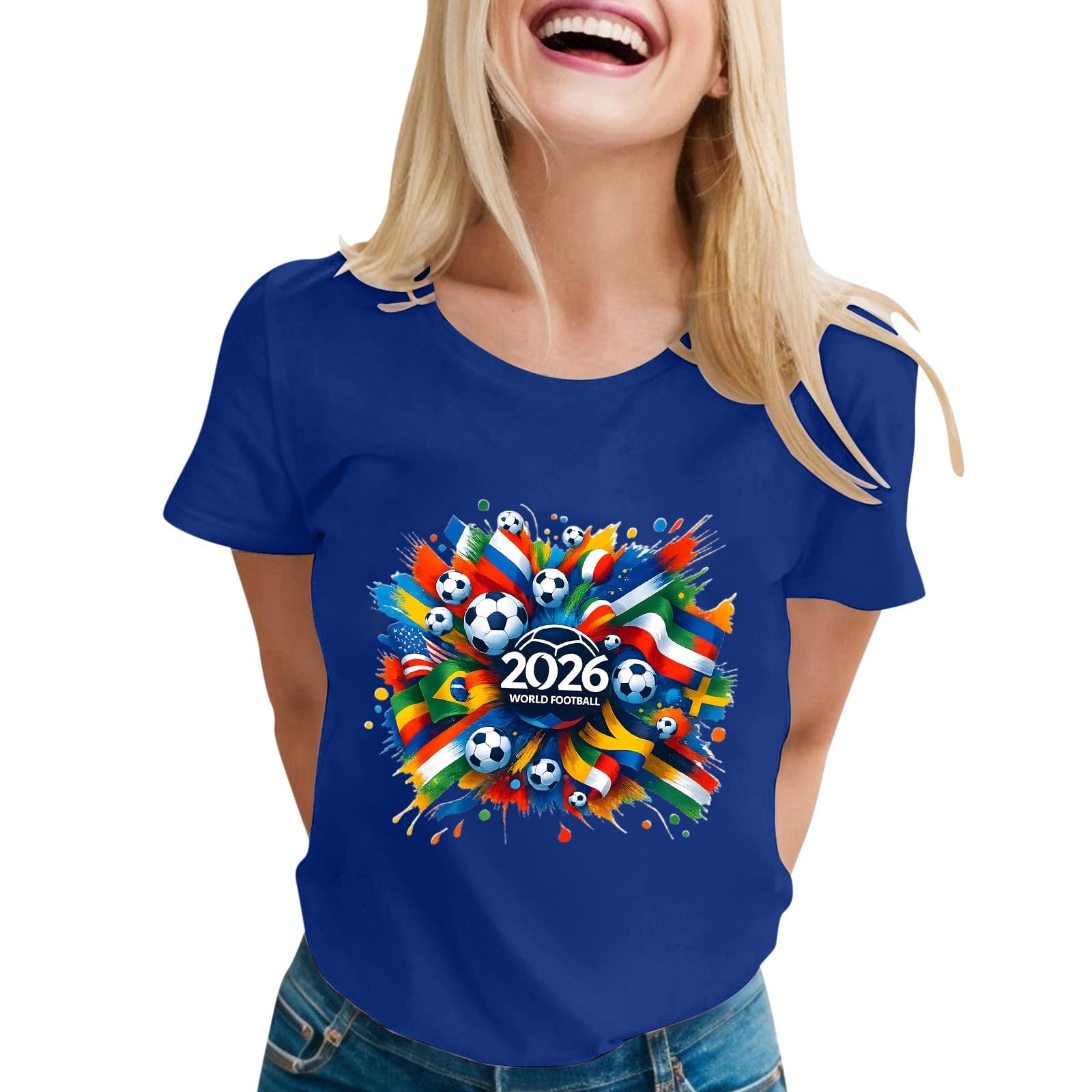 World Cup Short Sleeve Round Neck Graphic Printed T-Shirt, Soft and Casual, Ideal for Sports Fans