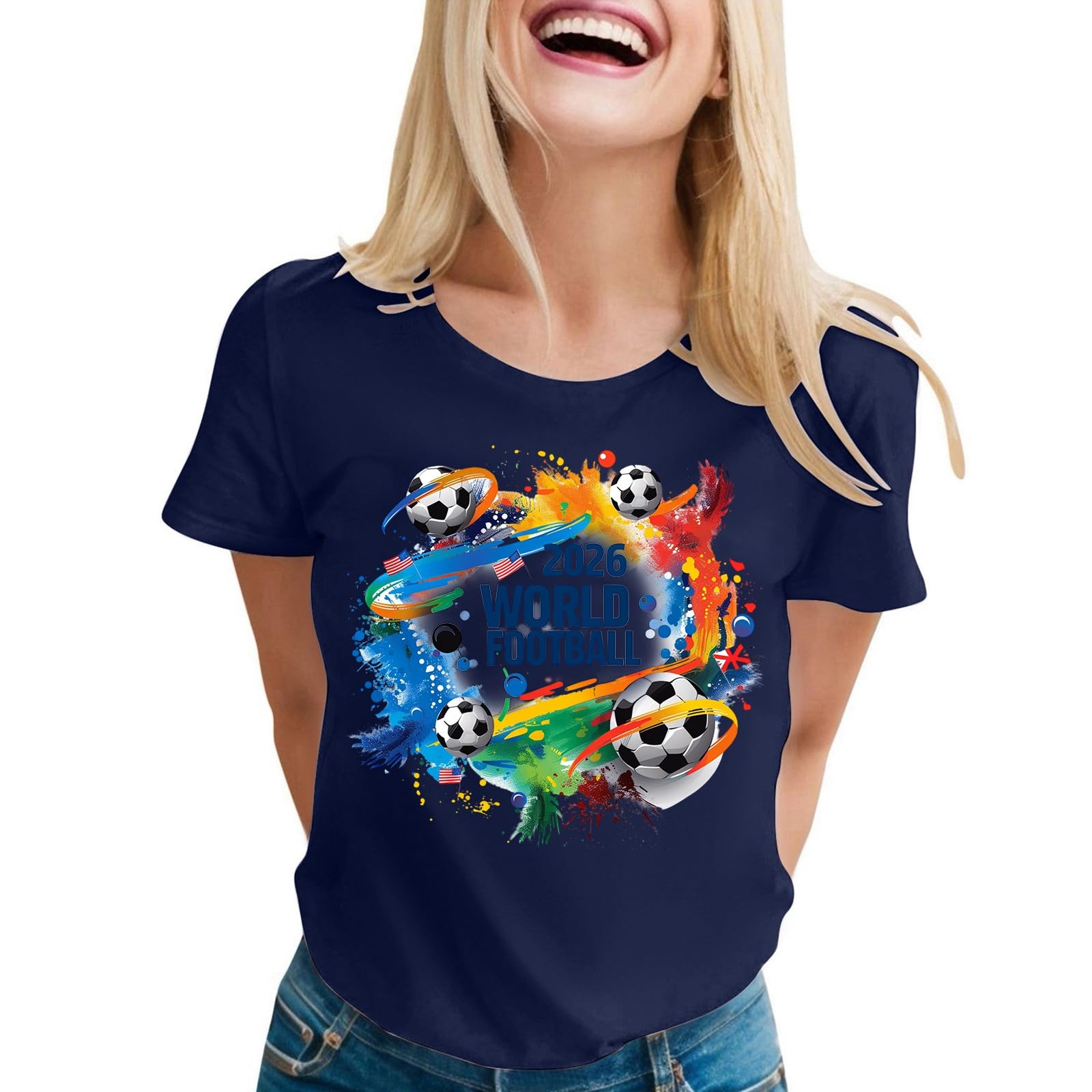 World Cup Short Sleeve Round Neck Graphic Printed T-Shirt, Soft and Casual, Ideal for Sports Fans