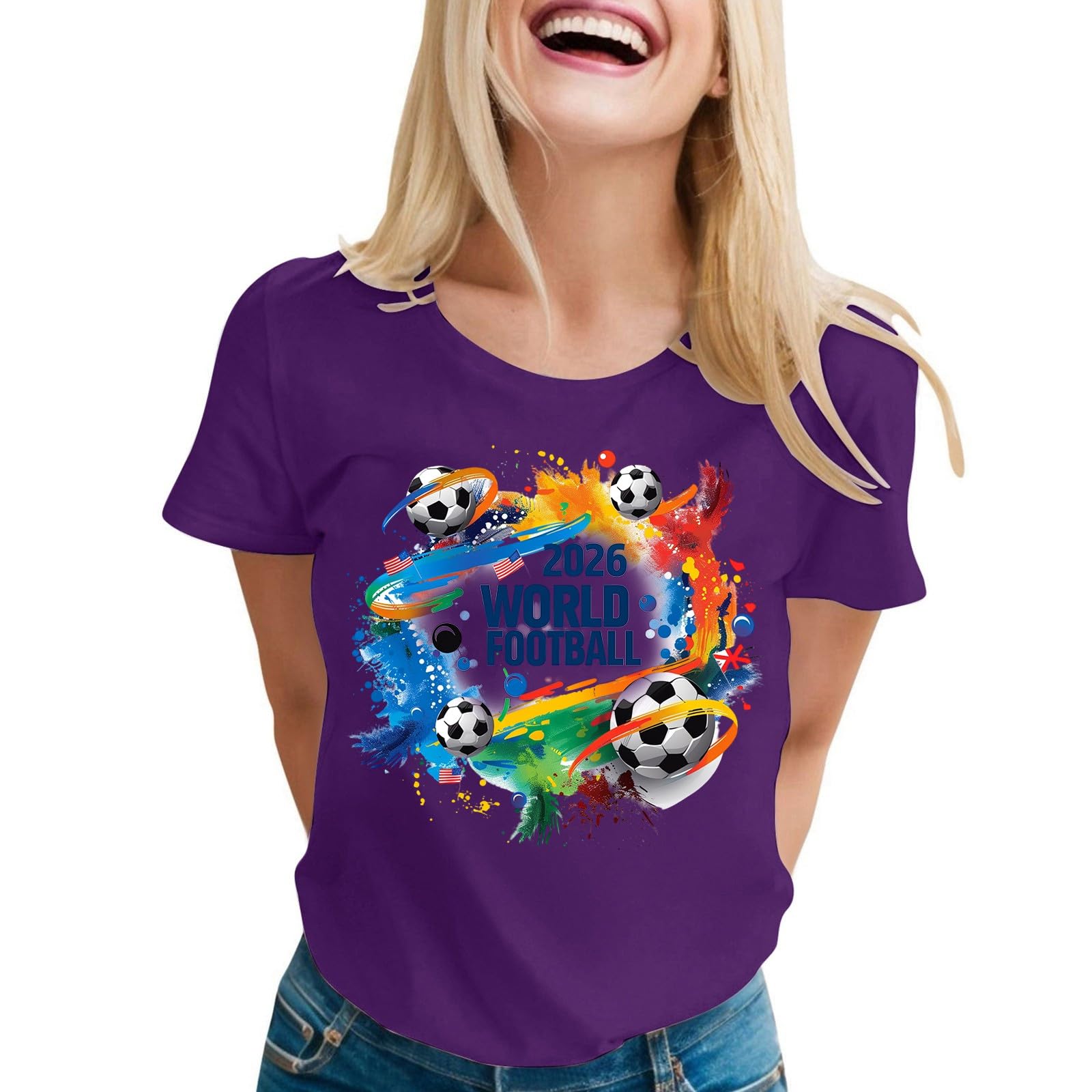 World Cup Short Sleeve Round Neck Graphic Printed T-Shirt, Soft and Casual, Ideal for Sports Fans