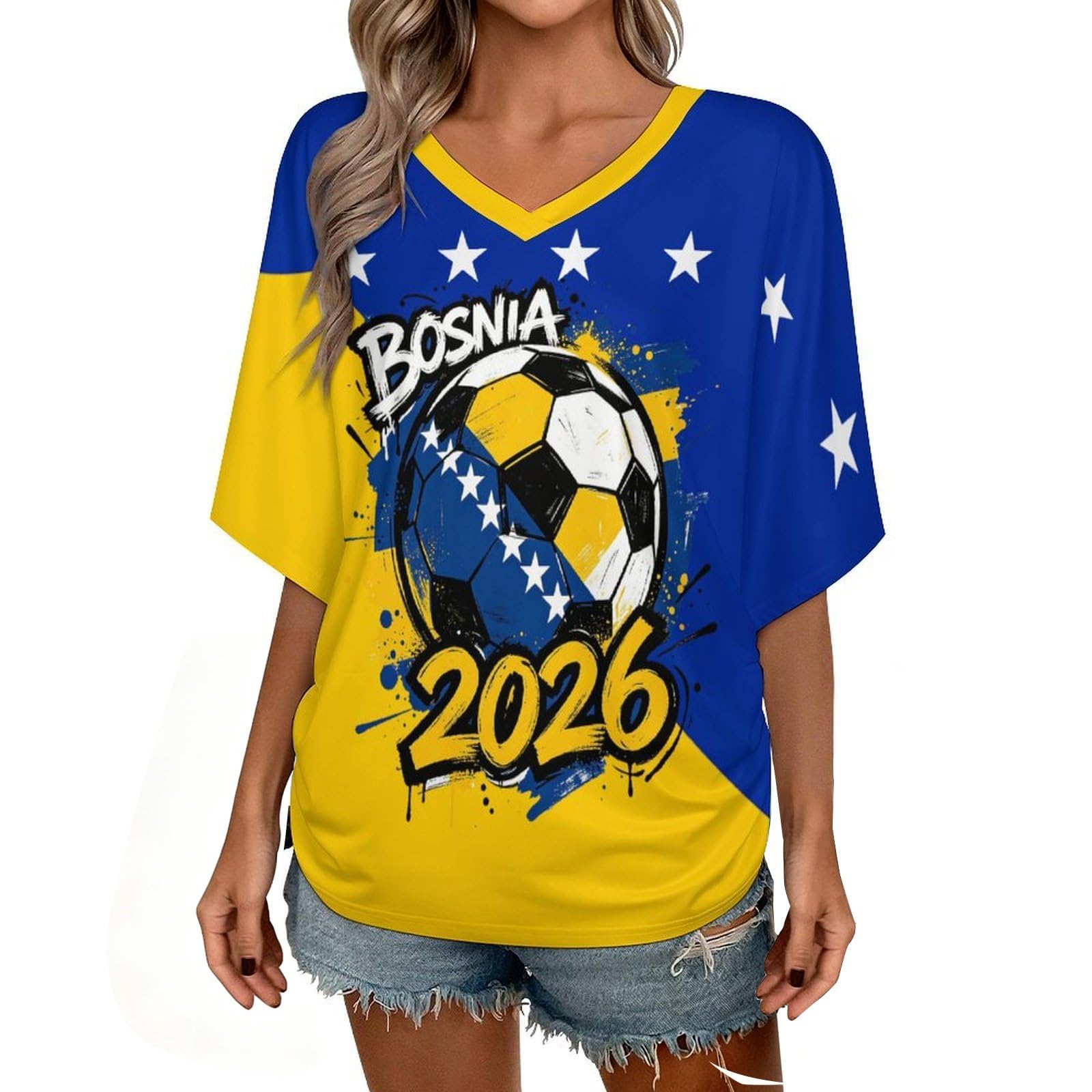 Custom T Shirt Female Fan Foot for World Cup T Shirt Oversize V Neck Camiseta Printed National Flag Short Sleeve Jersey World Cup 2026 Derivatives Clothing