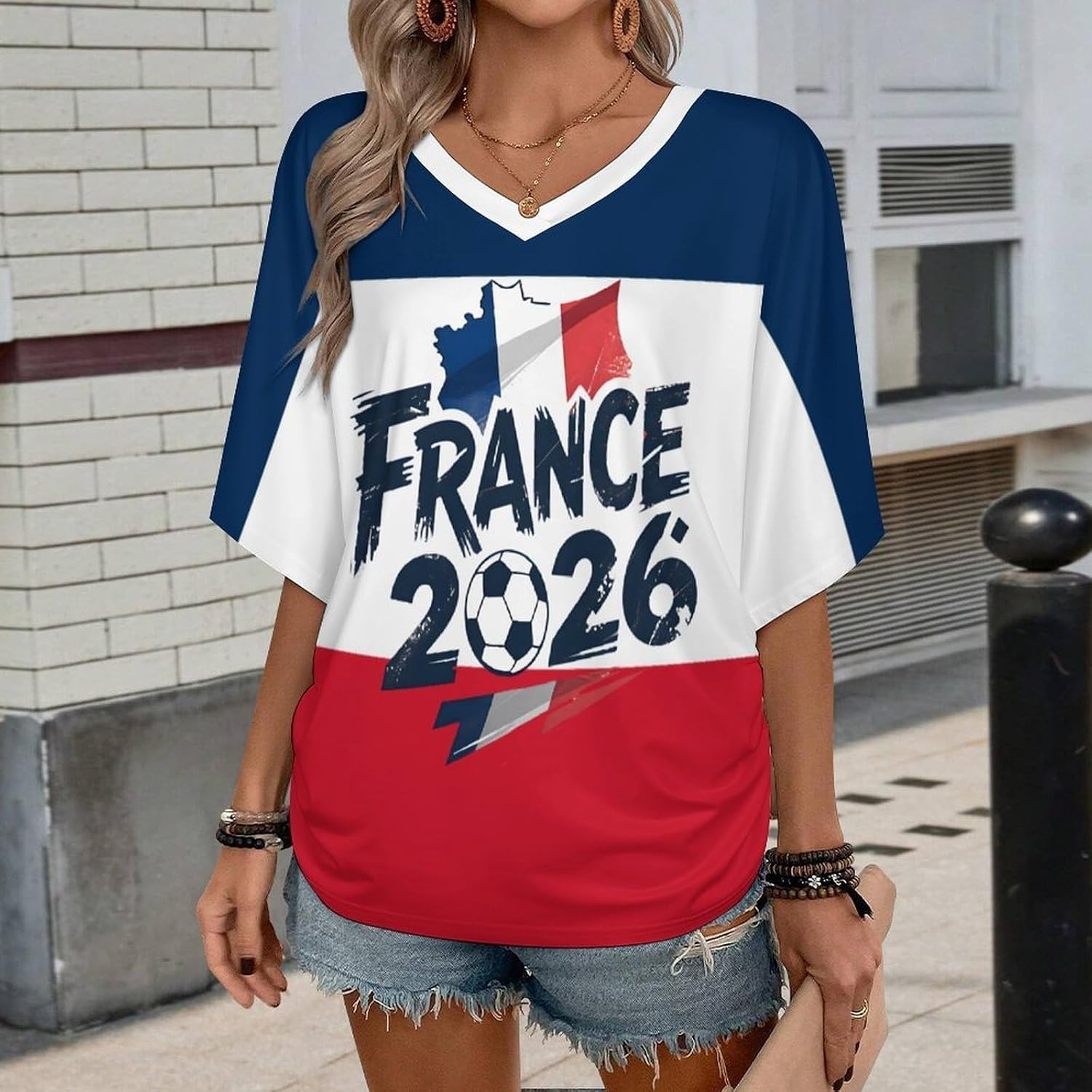 Custom T Shirt Female Fan Foot for World Cup T Shirt Oversize V Neck Camiseta Printed National Flag Short Sleeve Jersey World Cup 2026 Derivatives Clothing