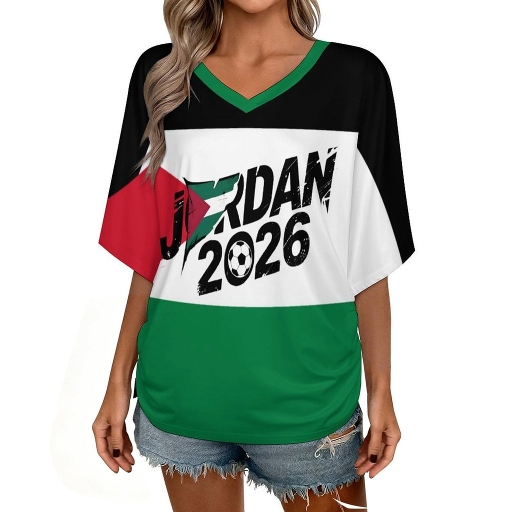 Custom T Shirt Female Fan Foot for World Cup T Shirt Oversize V Neck Camiseta Printed National Flag Short Sleeve Jersey World Cup 2026 Derivatives Clothing
