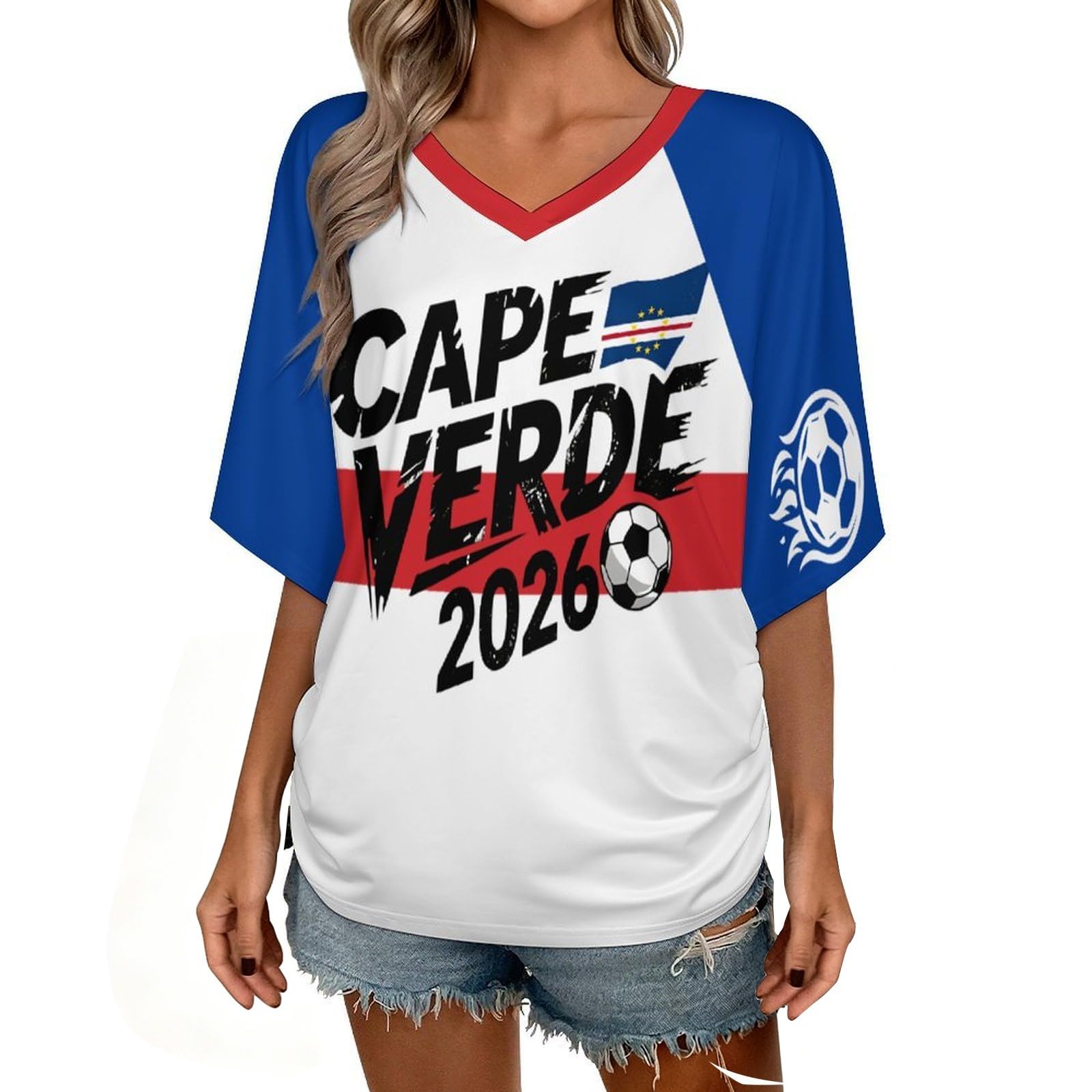 Custom T Shirt Female Fan Foot for World Cup T Shirt Oversize V Neck Camiseta Printed National Flag Short Sleeve Jersey World Cup 2026 Derivatives Clothing