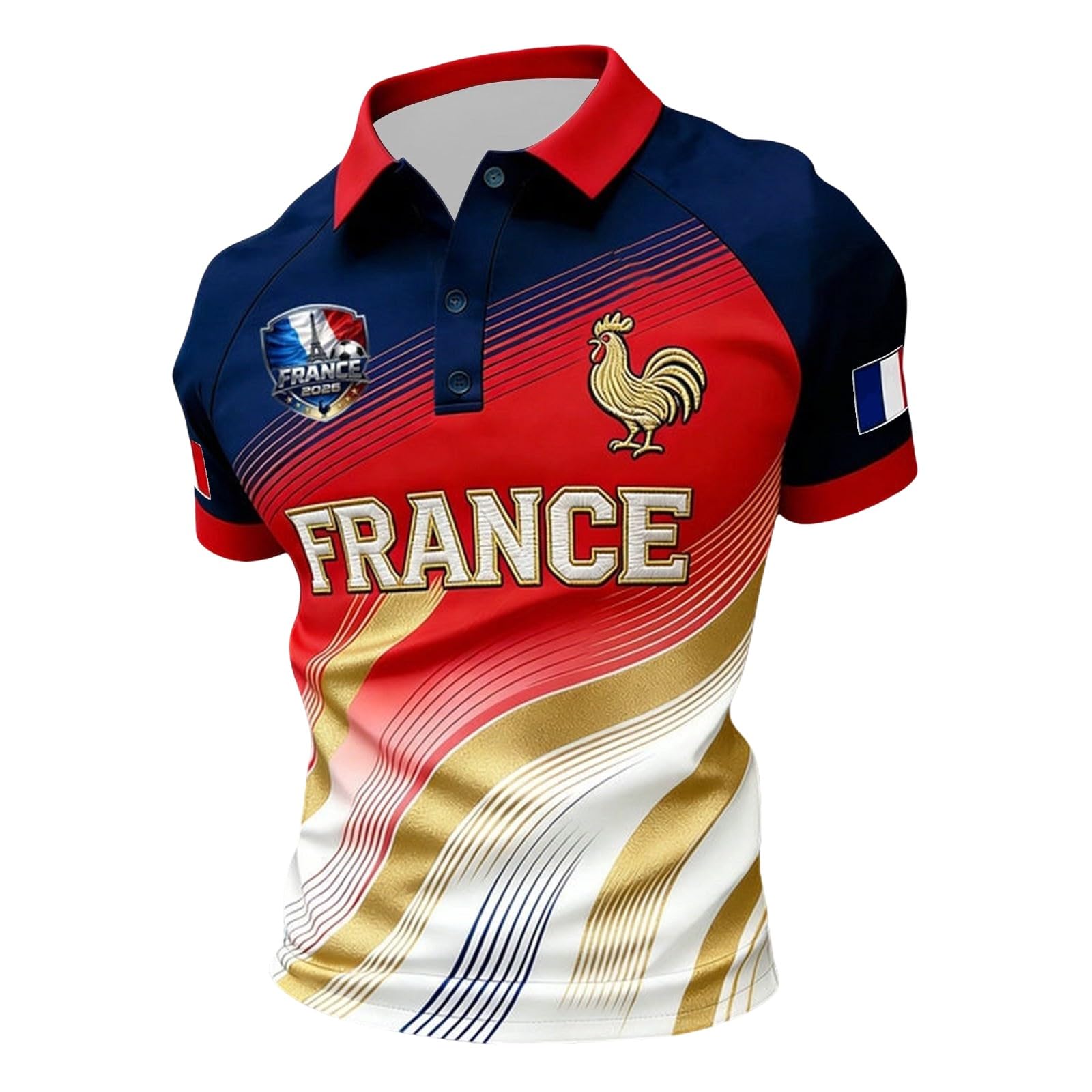 France 2026 Men's Short Sleeve Printed Football Shirt – Summer Supporter Football T-Shirt Music Fashion Streetwear Print for Sports Fans