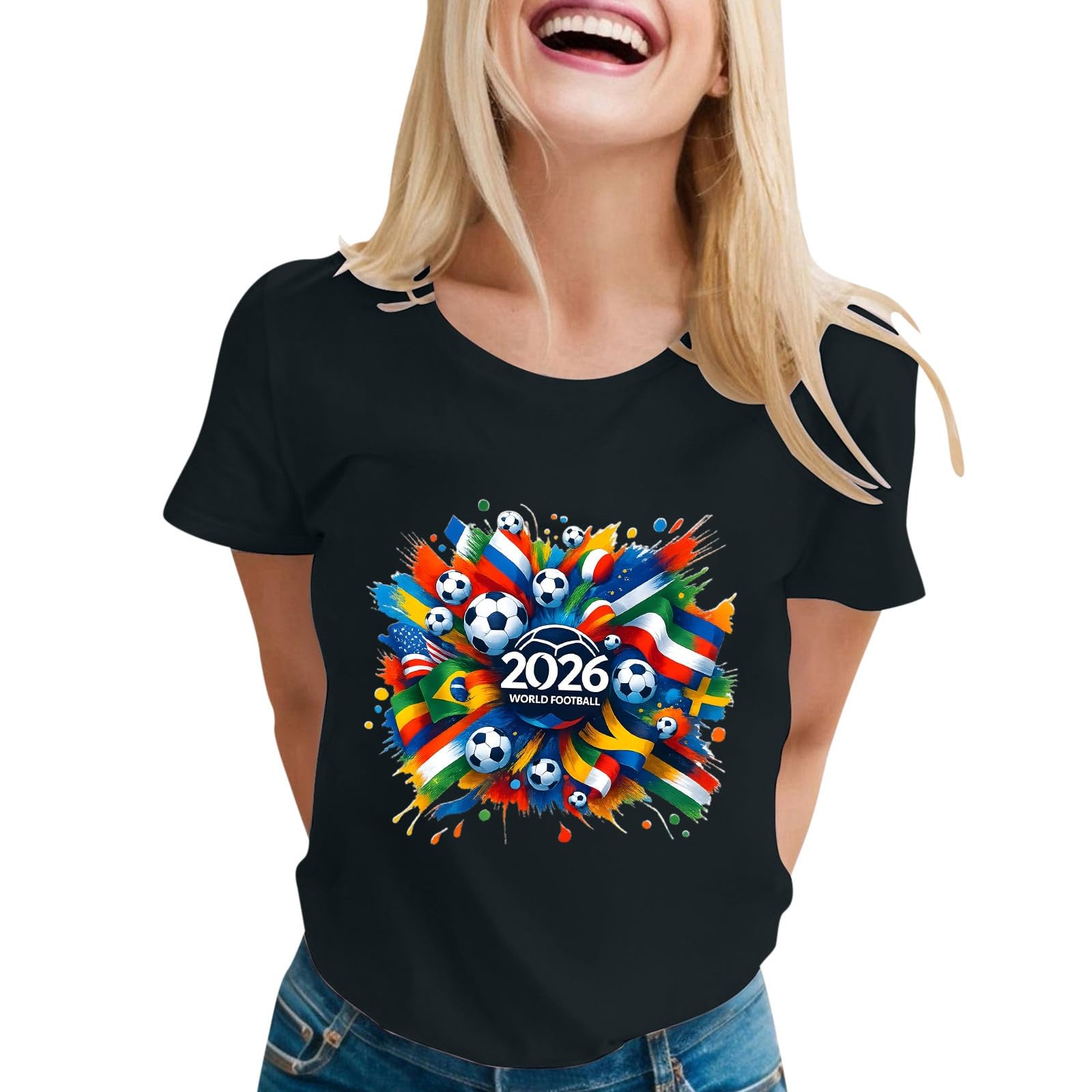 World Cup Short Sleeve Round Neck Graphic Printed T-Shirt, Soft and Casual, Ideal for Sports Fans