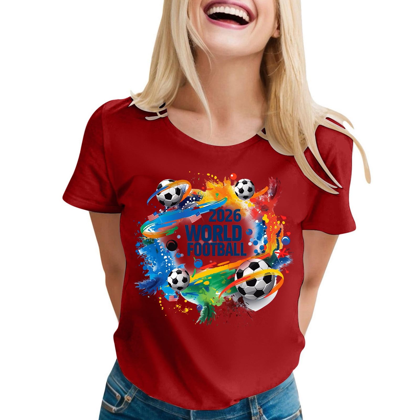 World Cup Short Sleeve Round Neck Graphic Printed T-Shirt, Soft and Casual, Ideal for Sports Fans
