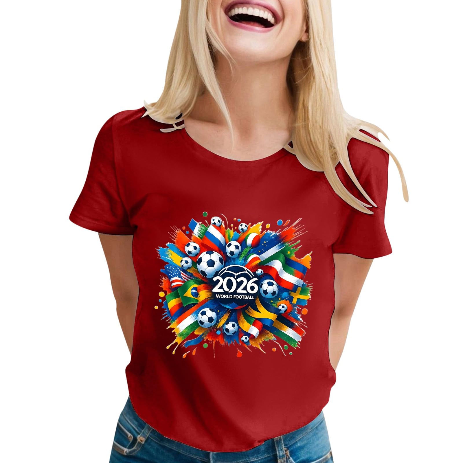 World Cup Short Sleeve Round Neck Graphic Printed T-Shirt, Soft and Casual, Ideal for Sports Fans
