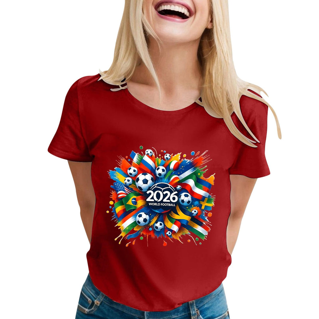 World Cup Short Sleeve Round Neck Graphic Printed T-Shirt, Soft and Casual, Ideal for Sports Fans