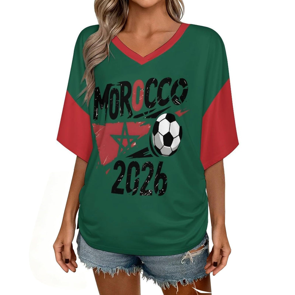 Custom T Shirt Female Fan Foot for World Cup T Shirt Oversize V Neck Camiseta Printed National Flag Short Sleeve Jersey World Cup 2026 Derivatives Clothing