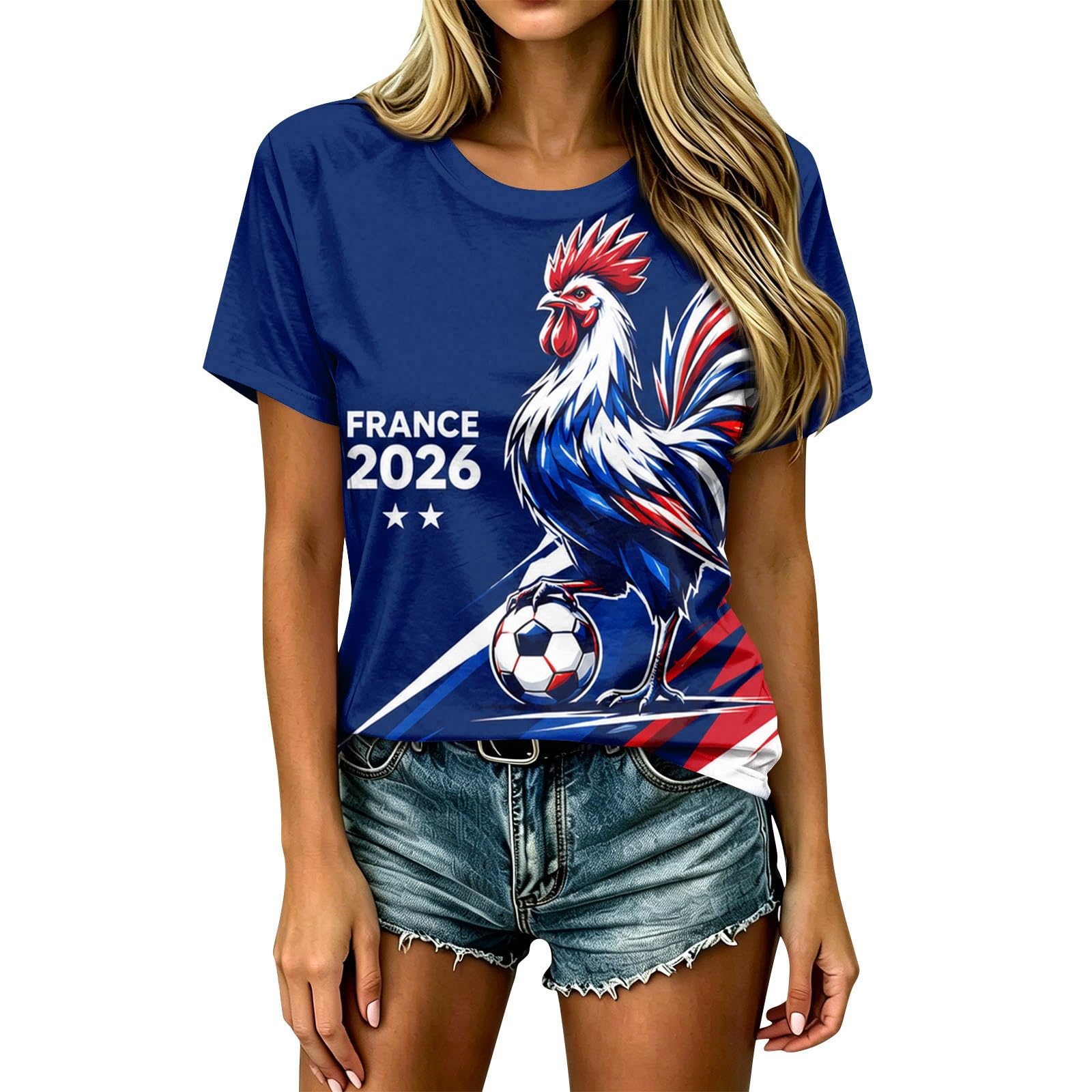 Men's T-Shirt World Cup 2026 France Round Neck Printed Football Fan T Shirt Short Sleeve Casual Various Models Available Foot Supporter Fans Encourage Tee Shirts Sport