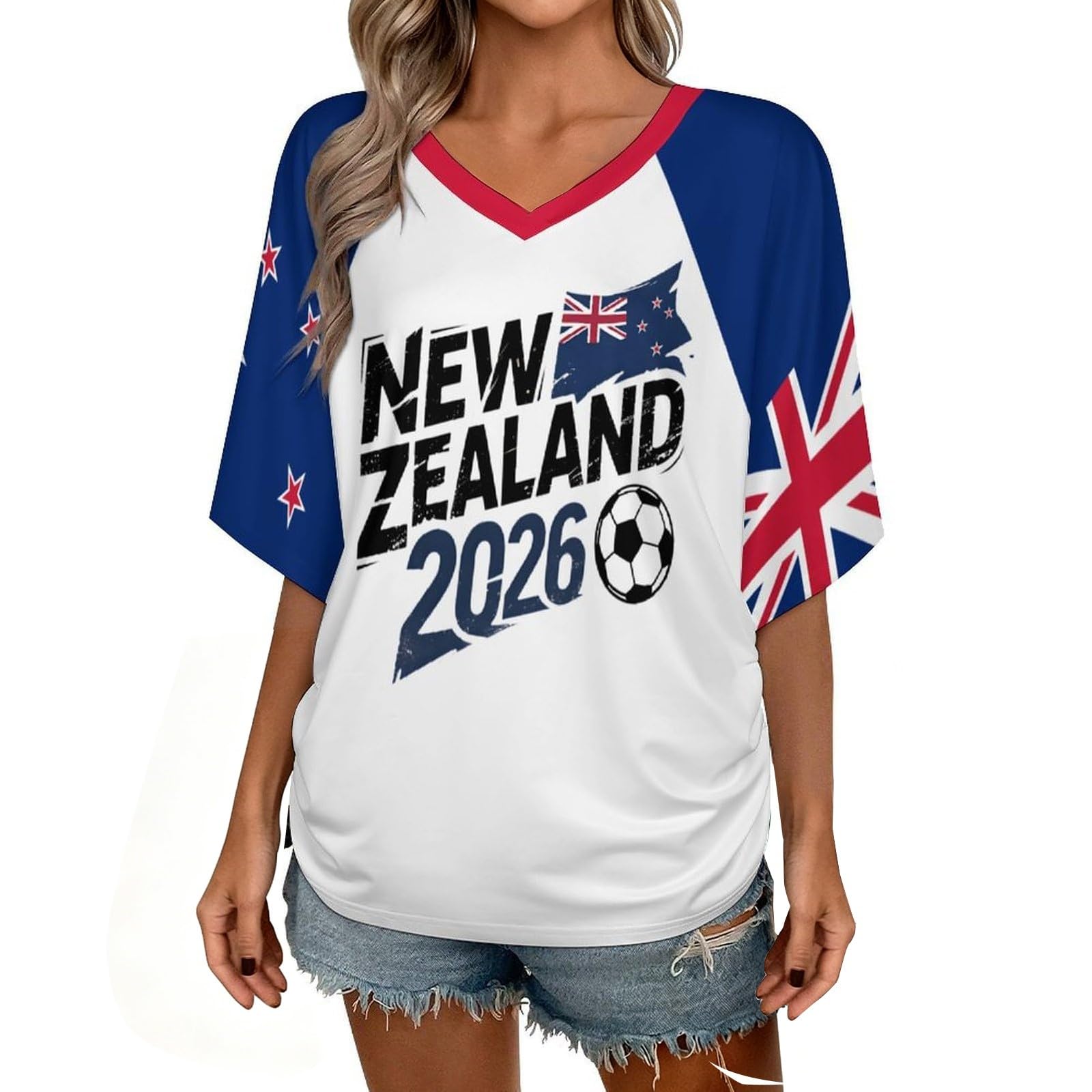 Custom T Shirt Female Fan Foot for World Cup T Shirt Oversize V Neck Camiseta Printed National Flag Short Sleeve Jersey World Cup 2026 Derivatives Clothing