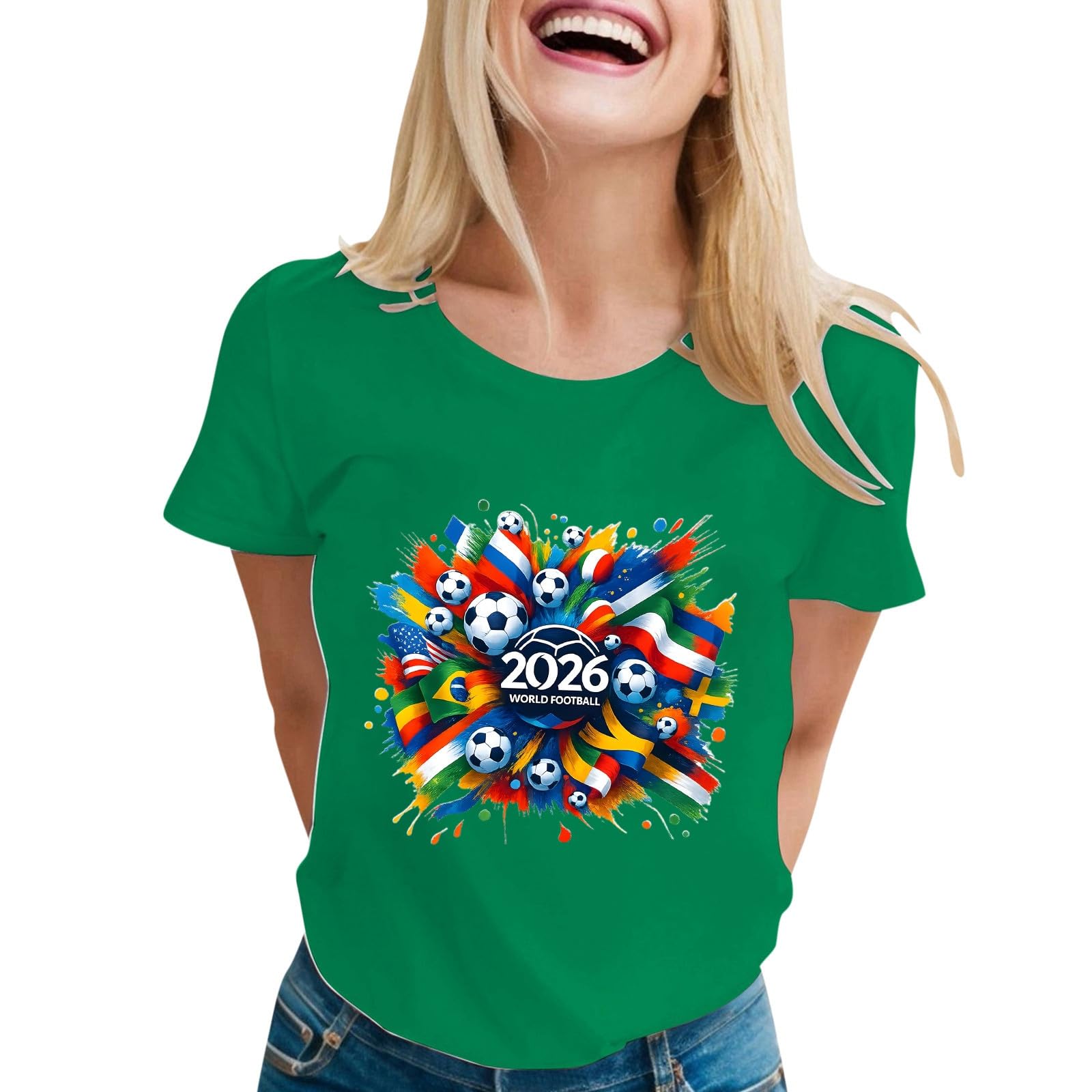 World Cup Short Sleeve Round Neck Graphic Printed T-Shirt, Soft and Casual, Ideal for Sports Fans
