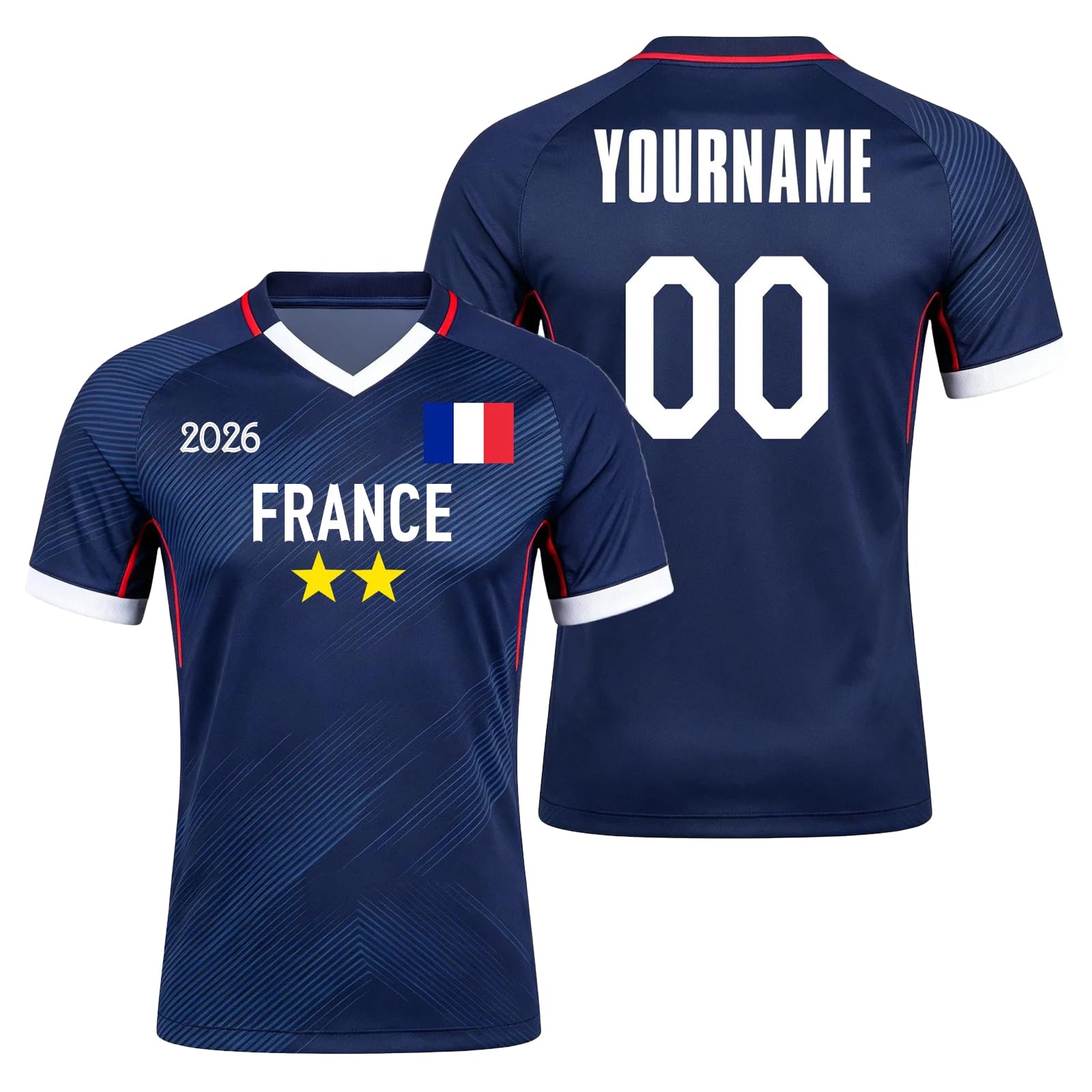France 2026 Football Jersey Personalized Kid with Name and Number Football T-Shirt for Men Boys Adult Comfortable Breathable Personalized Football Gifts