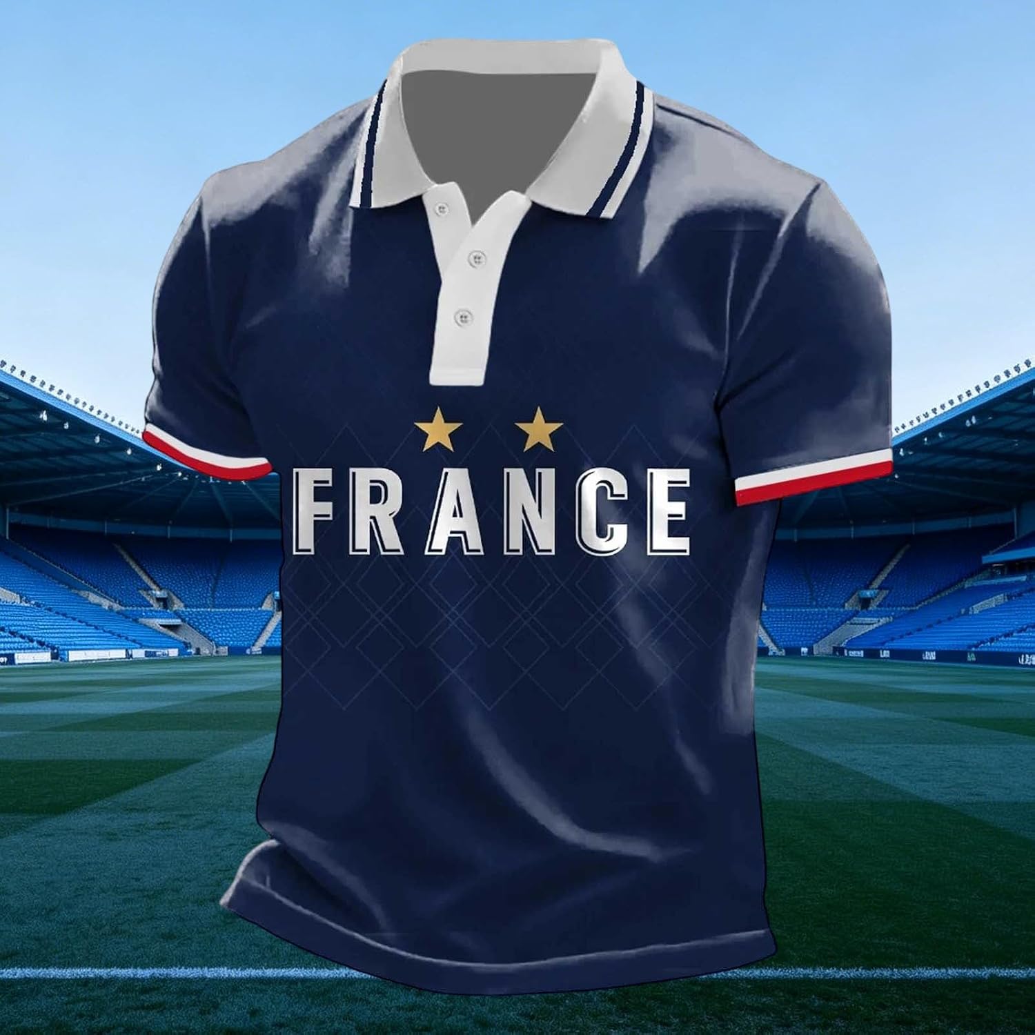 France 2026 Men's Short Sleeve Printed Football Shirt – Summer Supporter Football T-Shirt Music Fashion Streetwear Print for Sports Fans