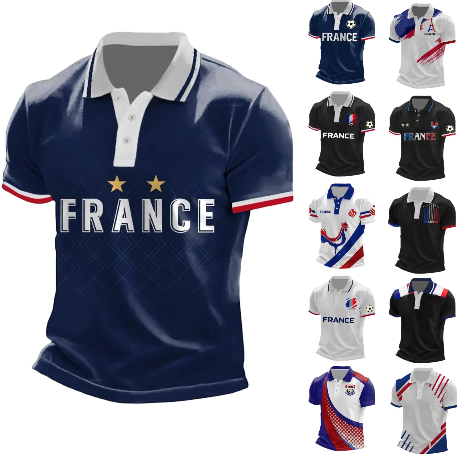 France 2026 Men's Short Sleeve Printed Football Shirt – Summer Supporter Football T-Shirt Music Fashion Streetwear Print for Sports Fans