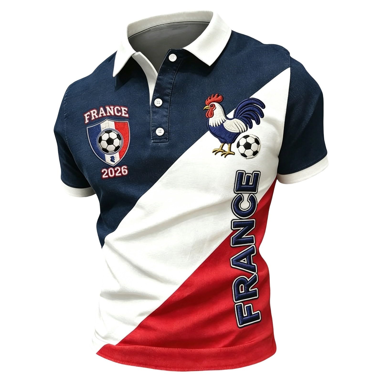 Maillot de Foot 2026 Homme Été Manches Courtes Football Polo Shirts Léger et Respirant T Shirt, Sport Vêtements, Cadeau de Fans et Les Tenues décontractées