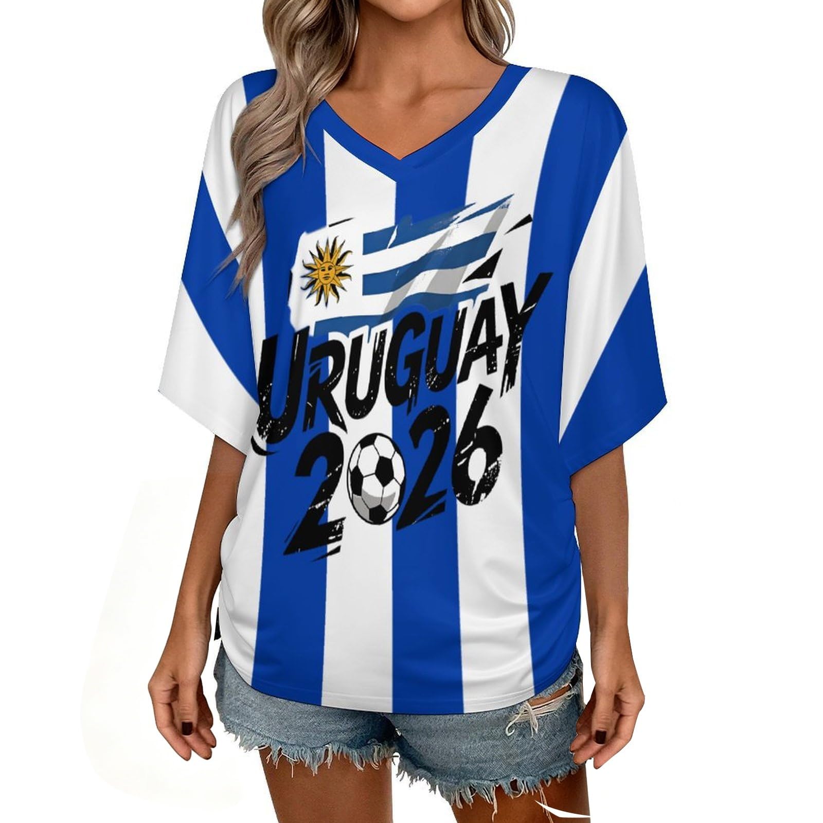 Custom T Shirt Female Fan Foot for World Cup T Shirt Oversize V Neck Camiseta Printed National Flag Short Sleeve Jersey World Cup 2026 Derivatives Clothing