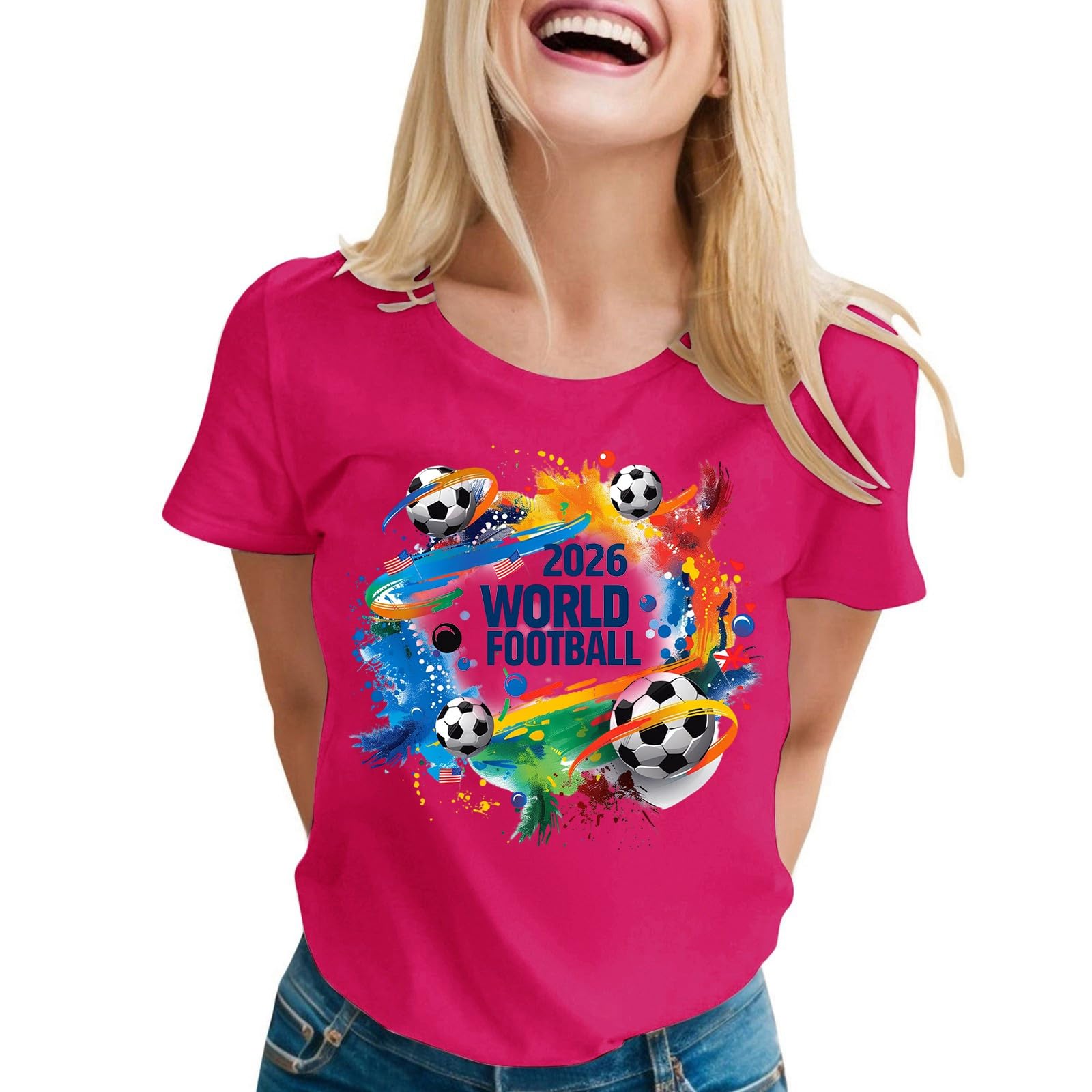 World Cup Short Sleeve Round Neck Graphic Printed T-Shirt, Soft and Casual, Ideal for Sports Fans