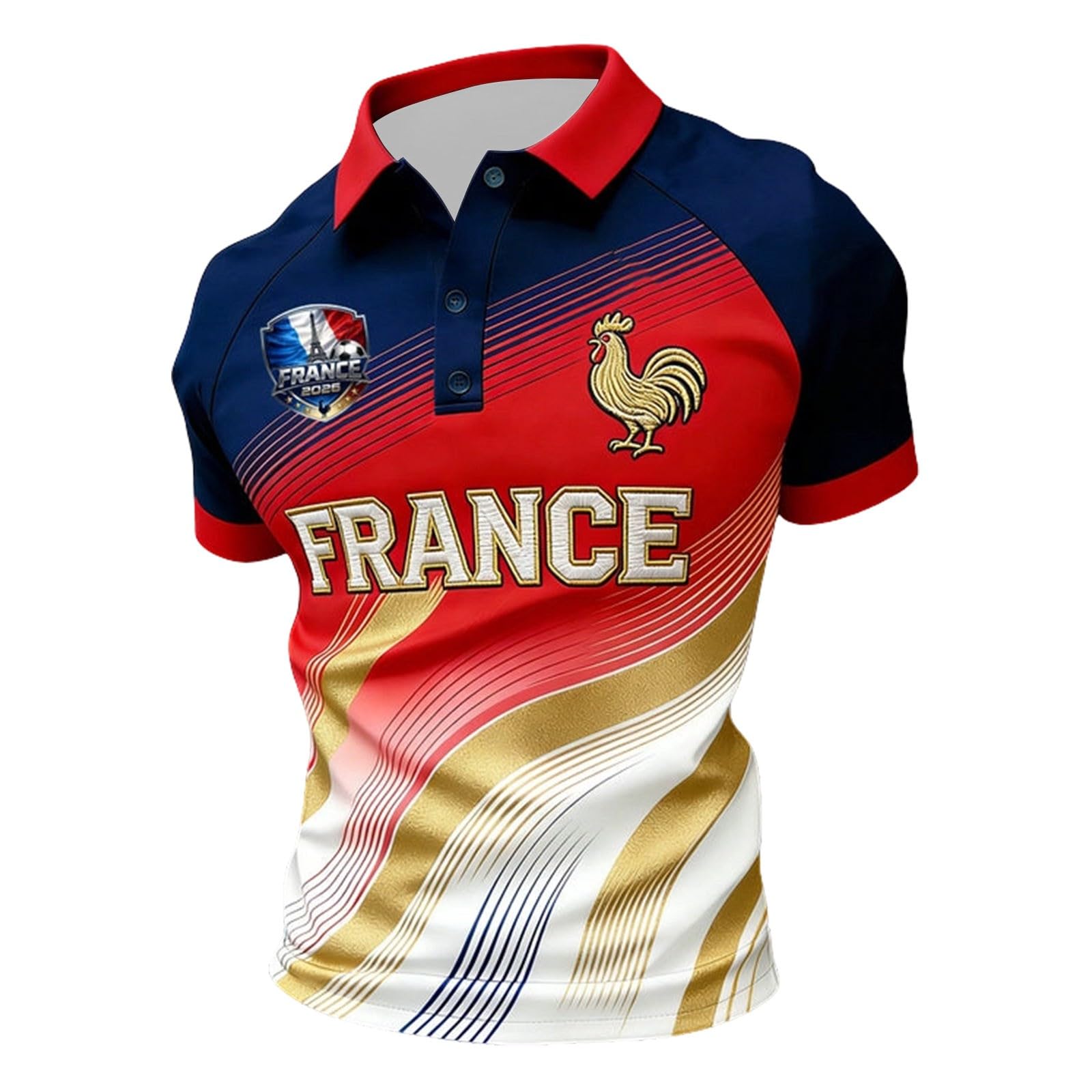 2026 World Cup Football Supporter Jersey - France Team Casual Top, Classic Fit and Stitching